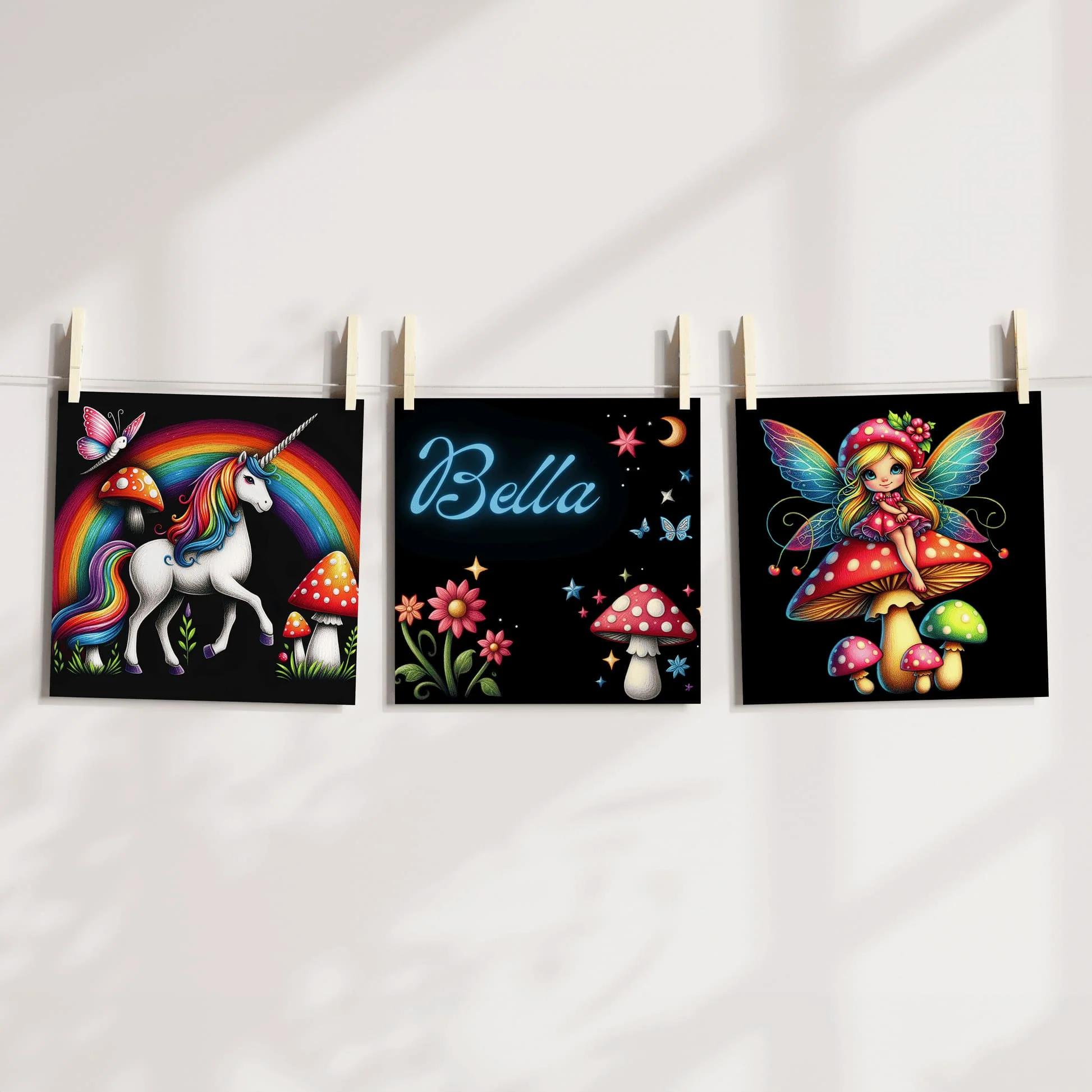 Black & Bold Fantasy | Personalised Nursery Art - Image 5