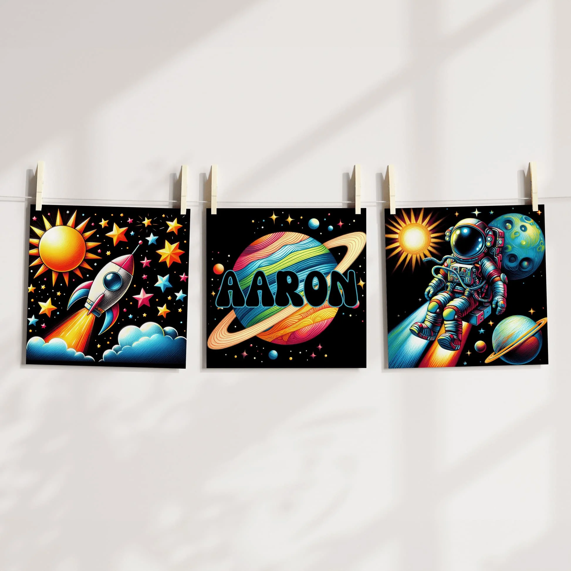 Black & Bold Space Prints | Personalised Children's Wall Art - Image 3