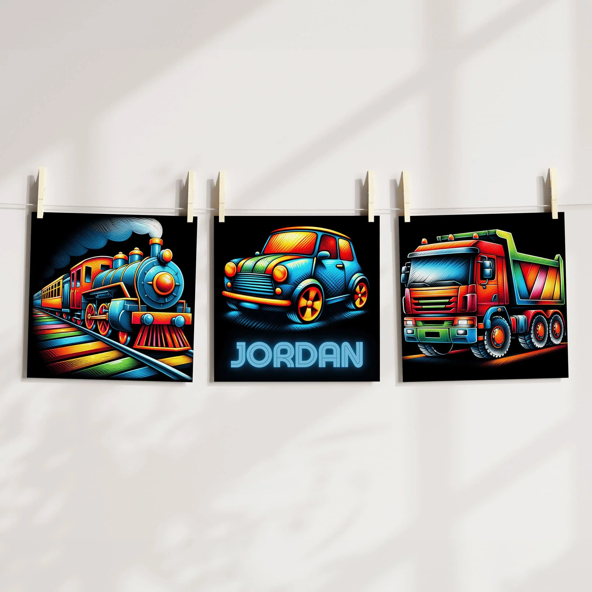 Black & Bold Transport | Personalised Nursery Prints - Image 3
