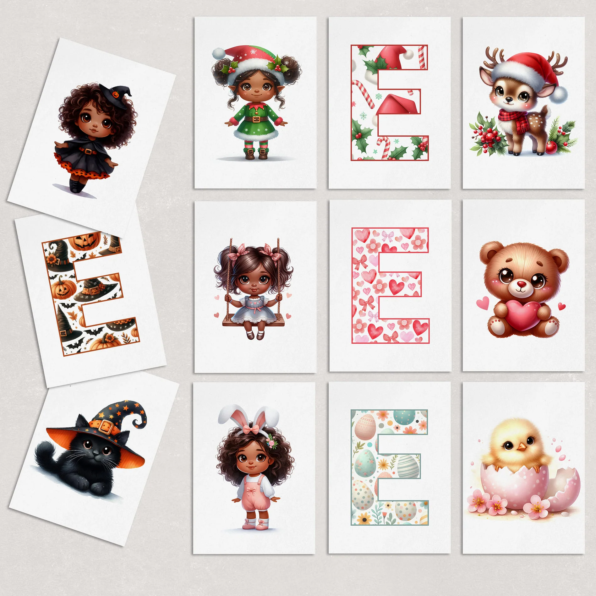 Christmas Nursery Prints Set of 3 | Elf, Reindeer & Christmas Initial | Seasonal Kids Wall Art Prints - Image 4