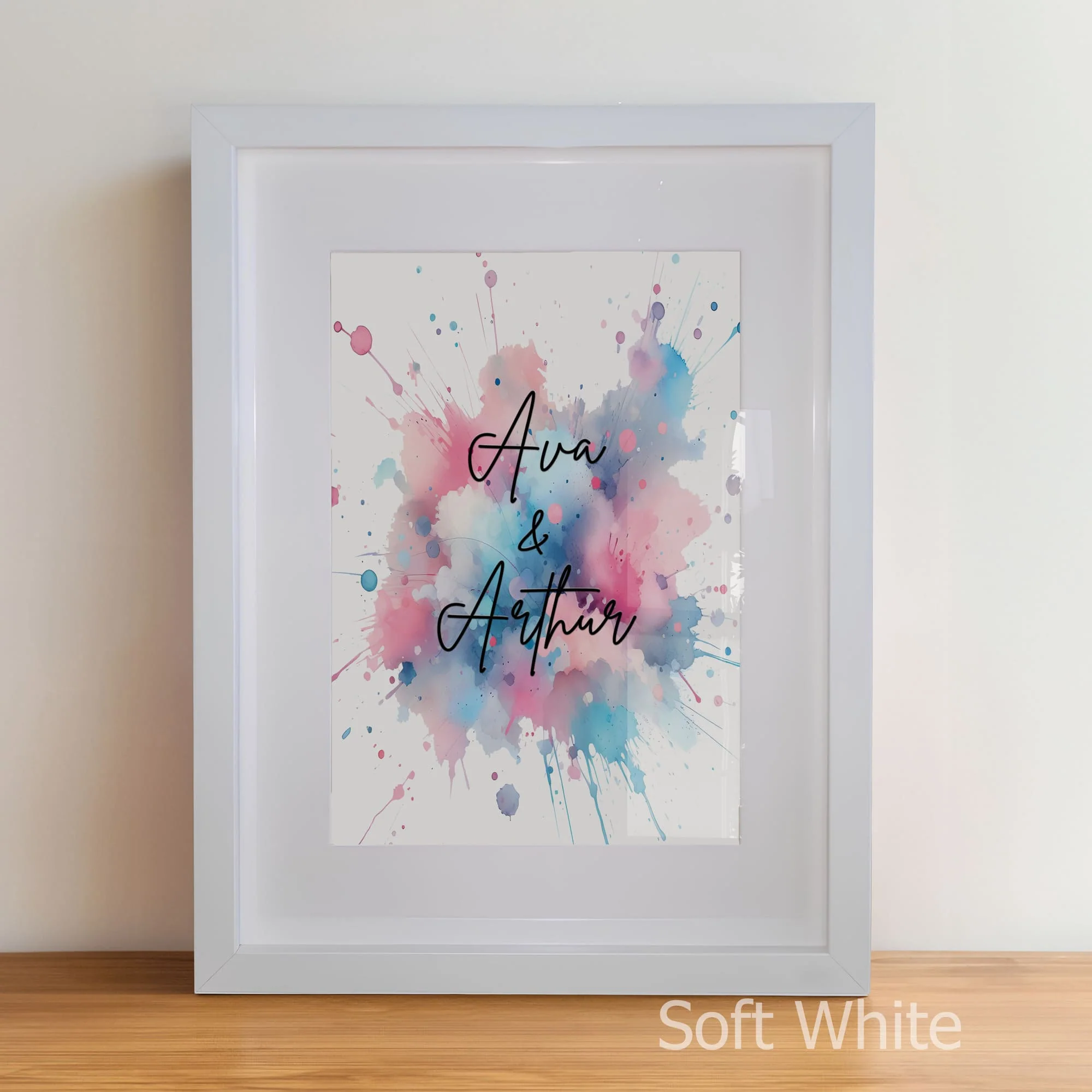 Elephant Twin Art - Pink & Blue | Personalised Nursery Prints - Image 4