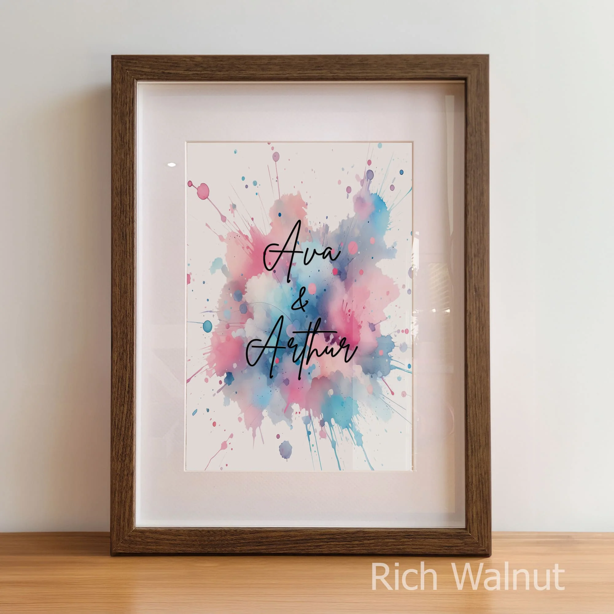 Elephant Twin Art - Pink & Blue | Personalised Nursery Prints - Image 5