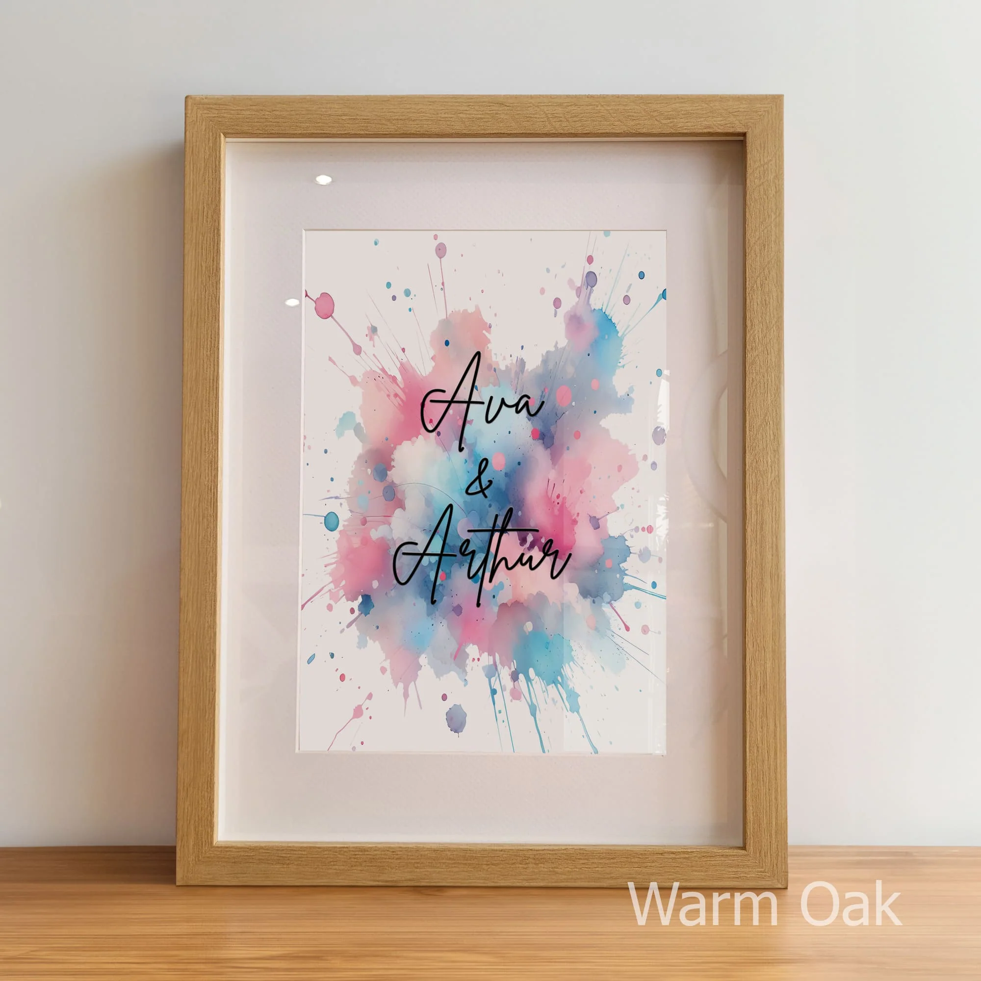 Elephant Twin Art - Pink & Blue | Personalised Nursery Prints - Image 6