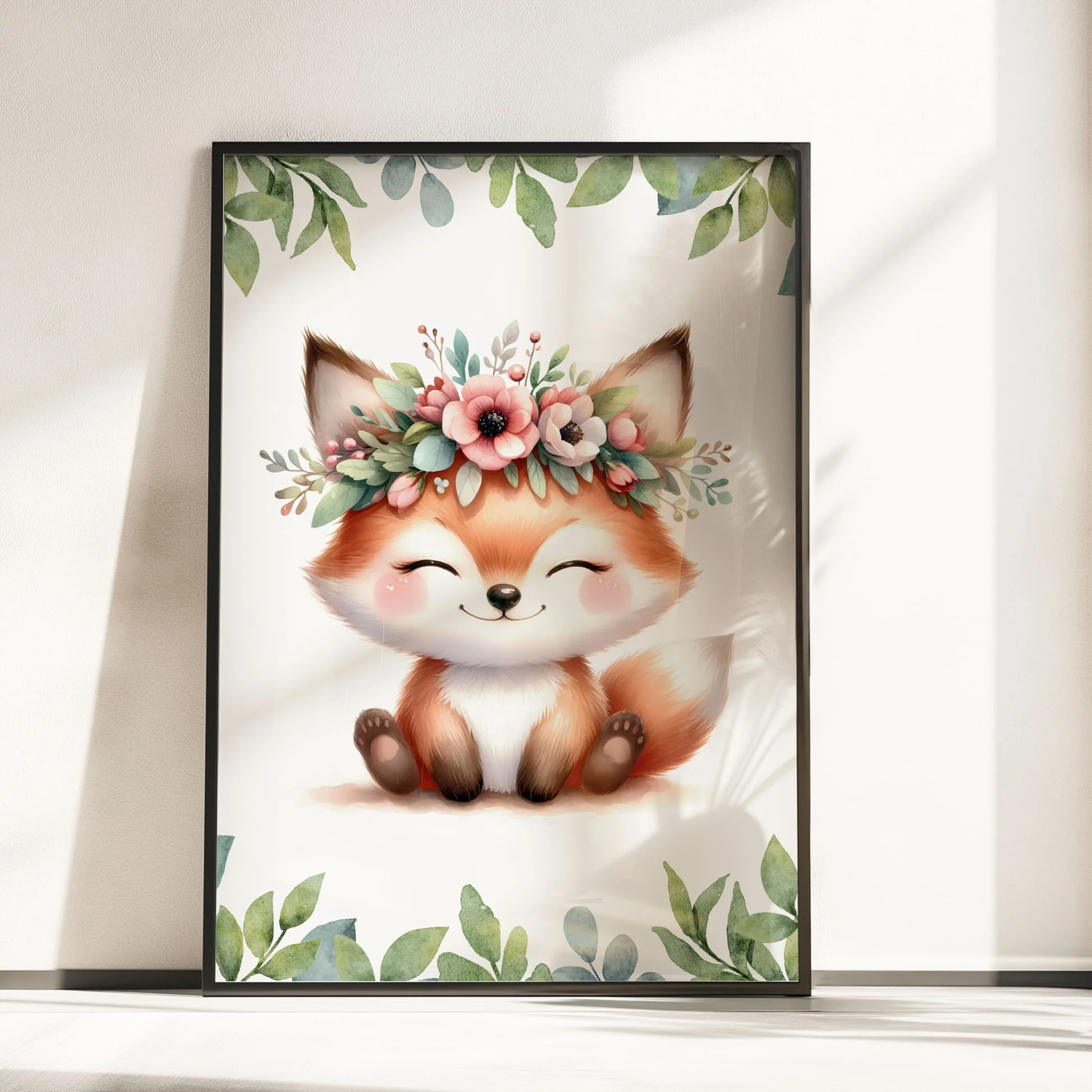 Flowery Woodland Animals | Set of 3 Personalised Nursery Prints - Image 4
