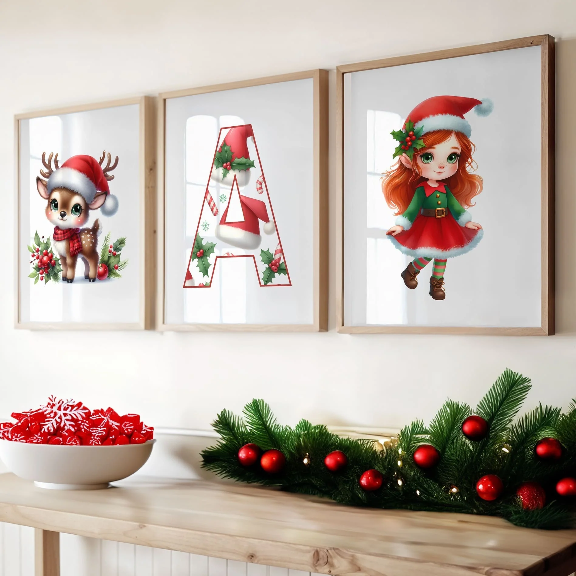 Halloween Nursery Prints Set of 3 | Red Hair Witch, Cat & Pumpkin Initial | Seasonal Kids Wall Art - Image 6