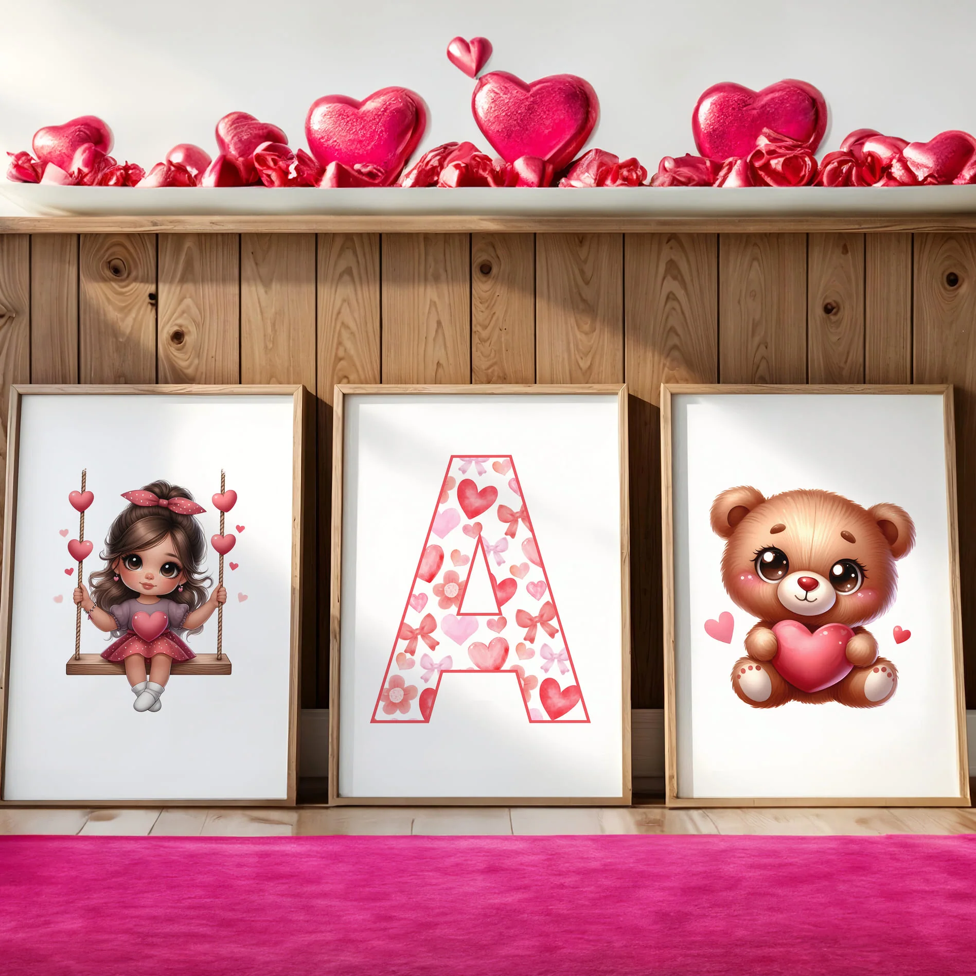 Christmas Nursery Prints Set of 3 | Elf, Reindeer & Initial | Seasonal Kids Wall Art Prints - Image 5
