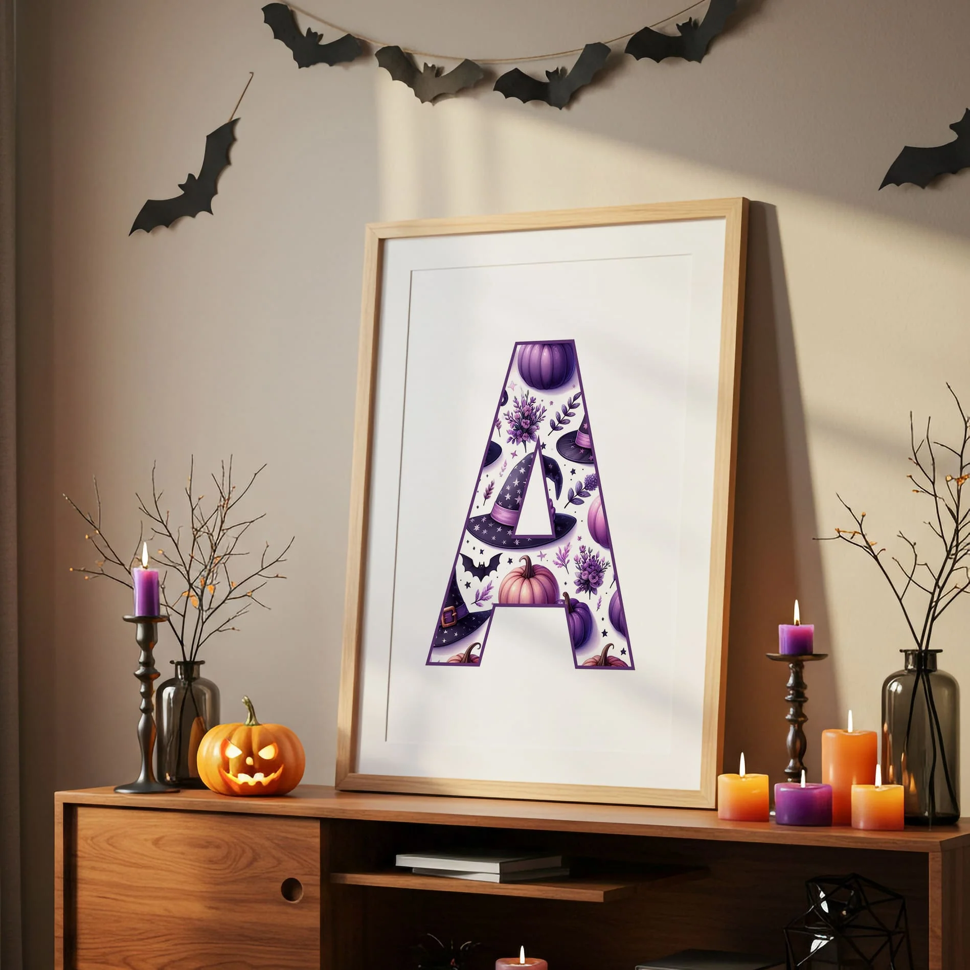 Halloween Personalised Kids Decor | Cute Witch with Black Hair and Brown Eyes - Image 3