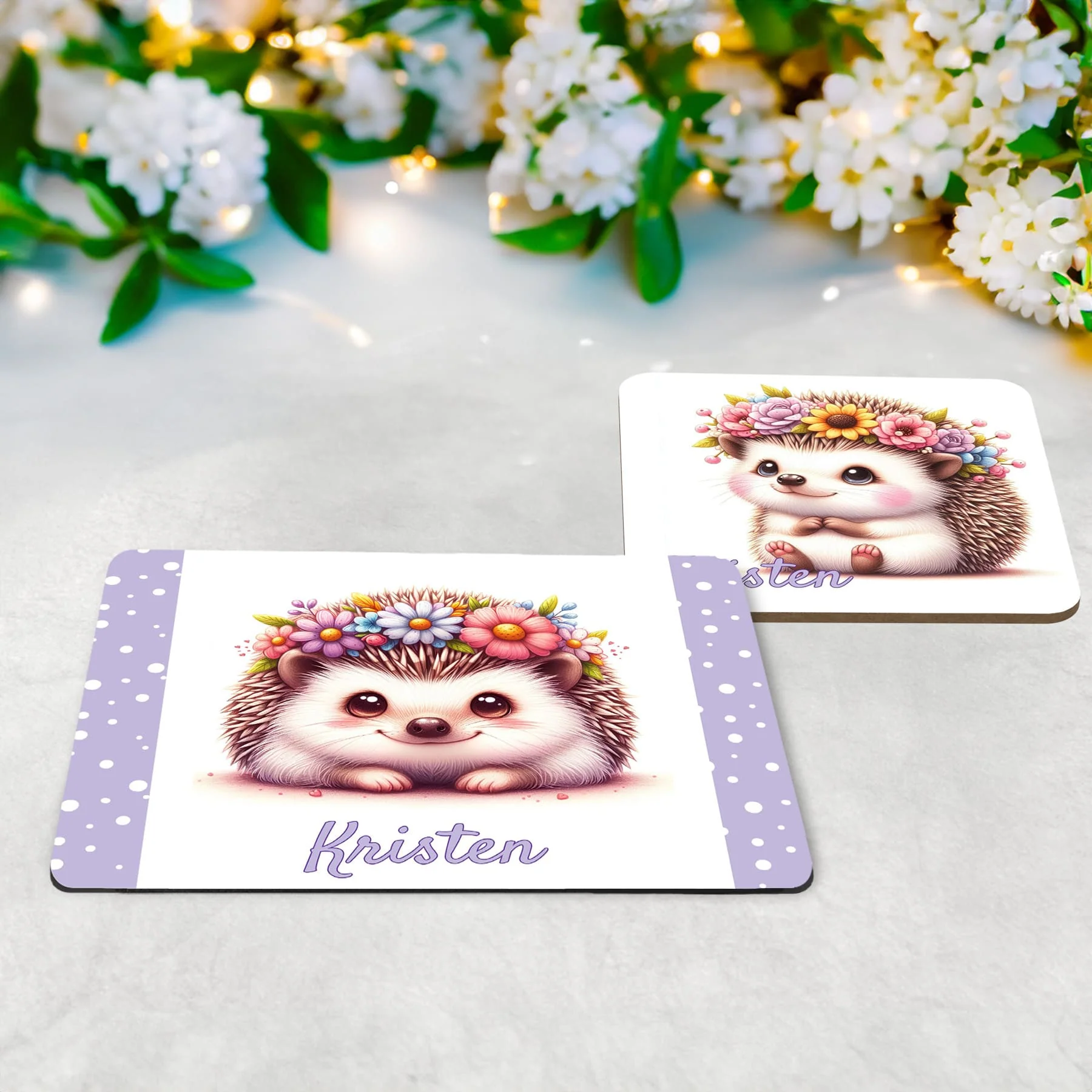 Hedgehog Haven Personalised Mug, Coaster and Placemat Set - Image 3