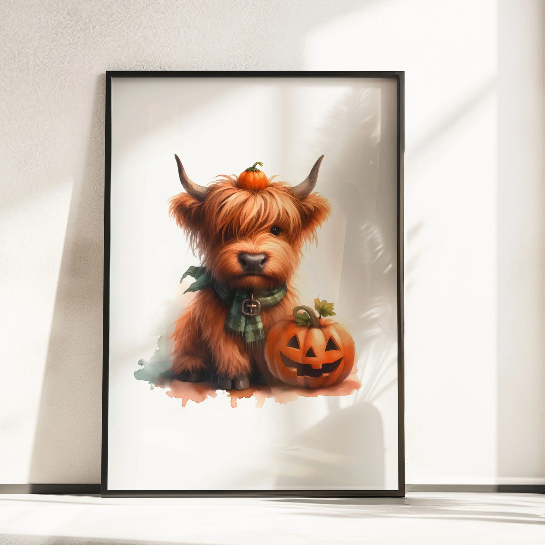 Highland Cow Halloween Nursery Wall Art | Set of 3 Pumpkin Prints - Image 3