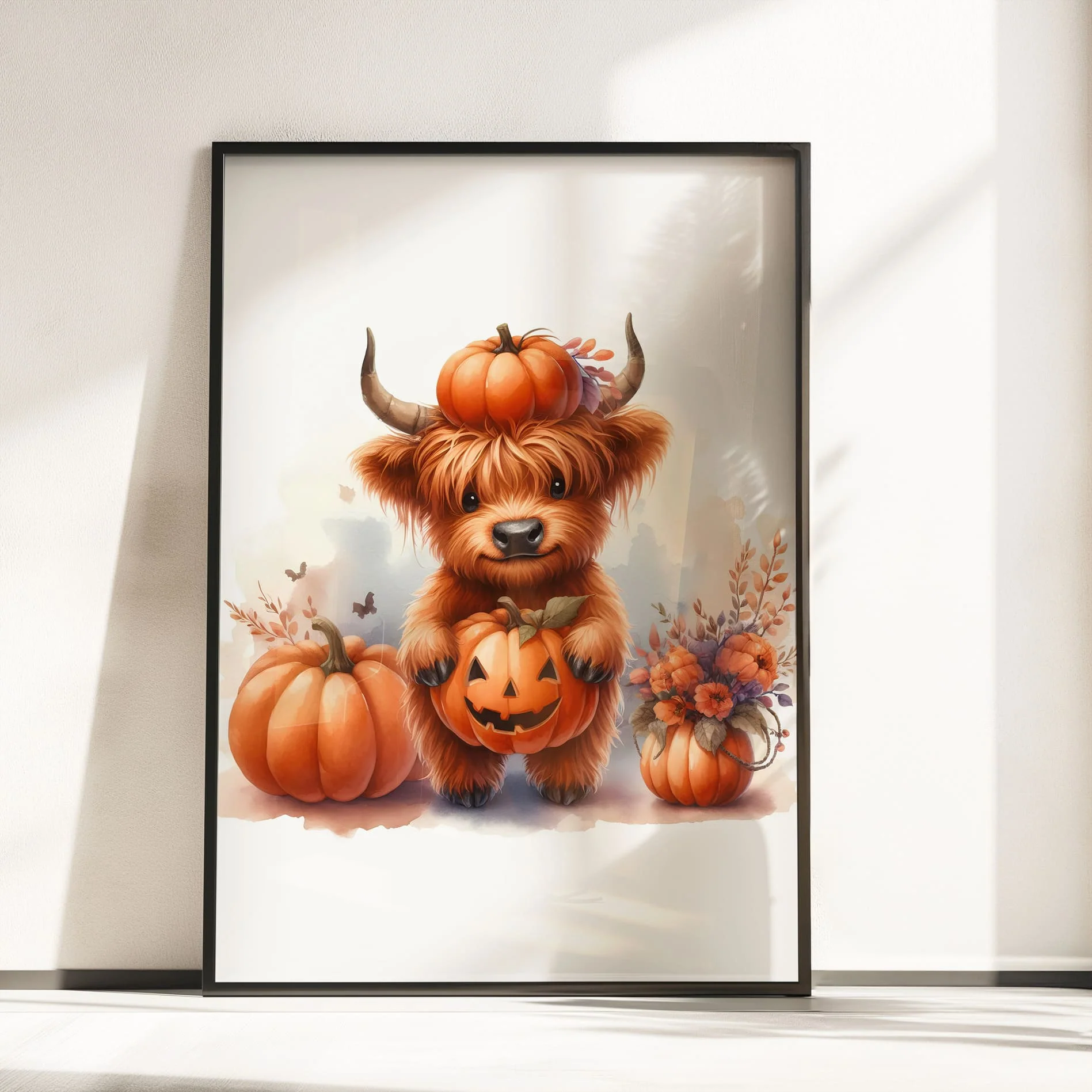 Highland Cow Halloween Nursery Wall Art | Set of 3 Pumpkin Prints - Image 5