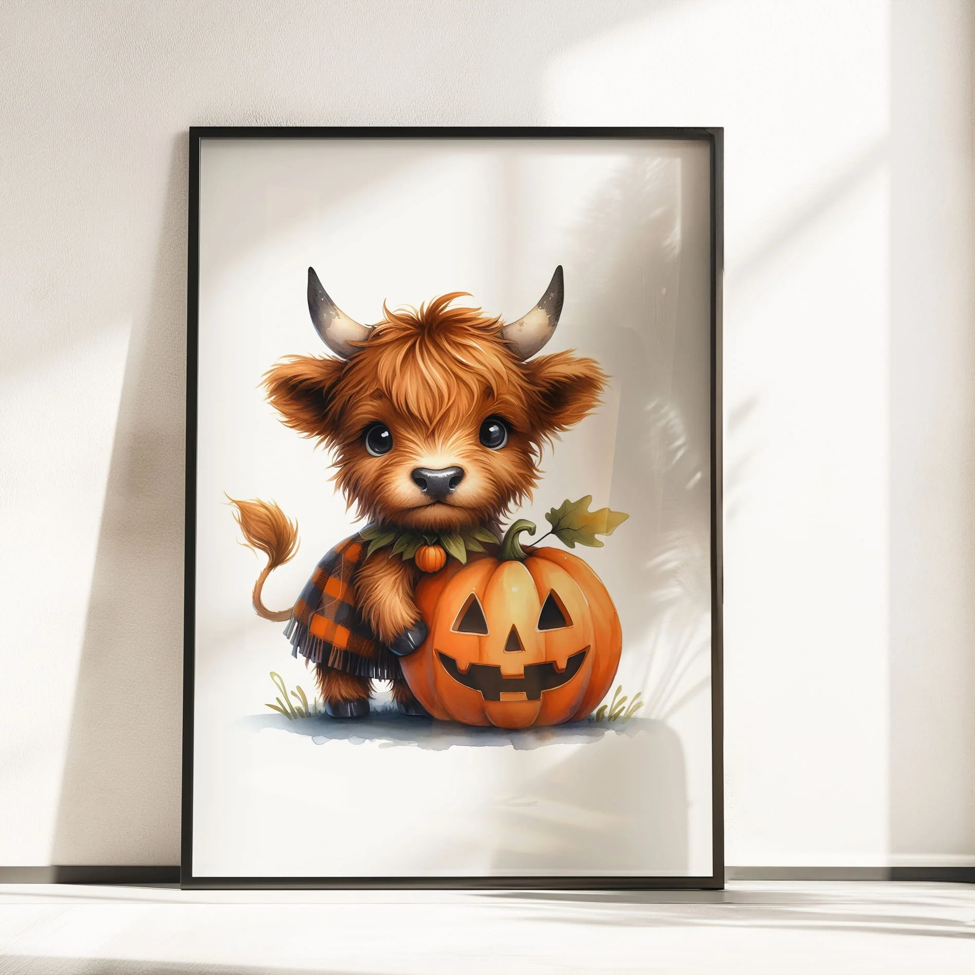 Highland Cow Halloween Prints | Pumpkin, Witch & Ghost Trio Wall Art - Image 3