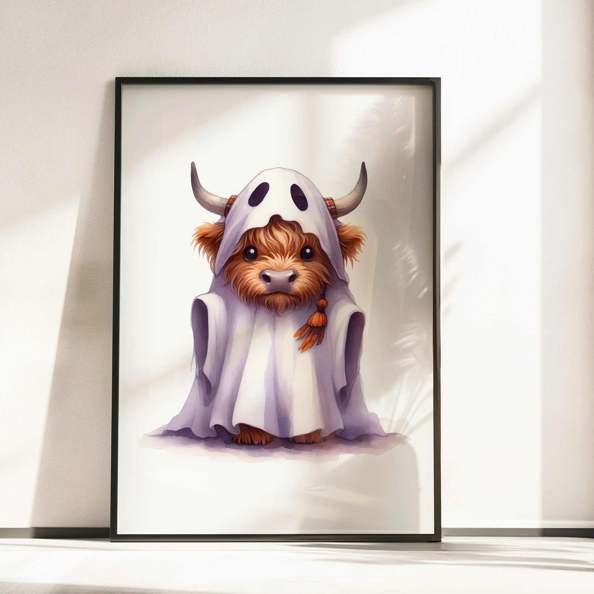 Highland Cow Halloween Prints | Pumpkin, Witch & Ghost Trio Wall Art - Image 5