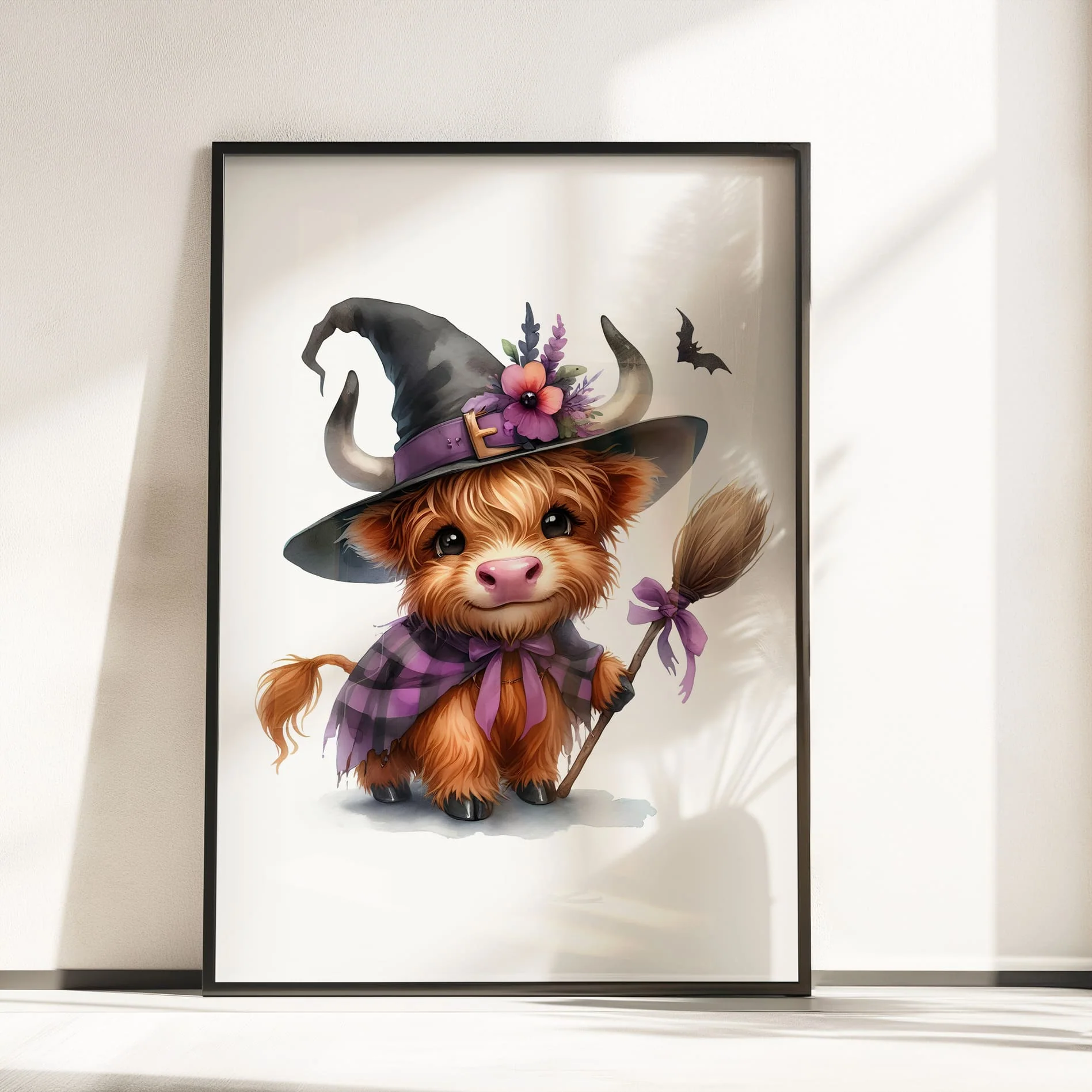 Highland Cow Witch Wizard Halloween Nursery Prints | Set of 3 Wall Art - Image 3