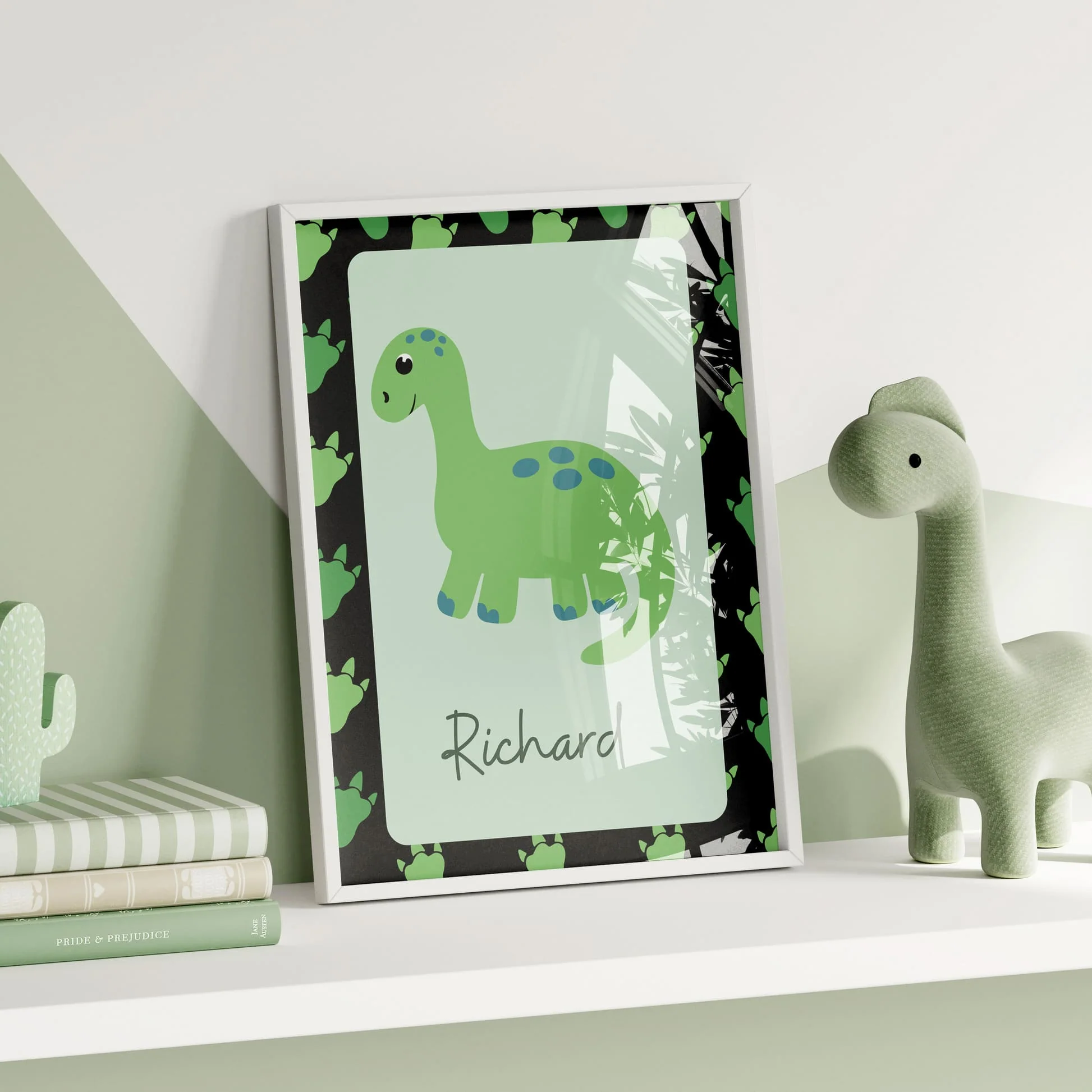 Jurassic Green Delight | Personalised Nursery Prints Set of 3 - Image 3