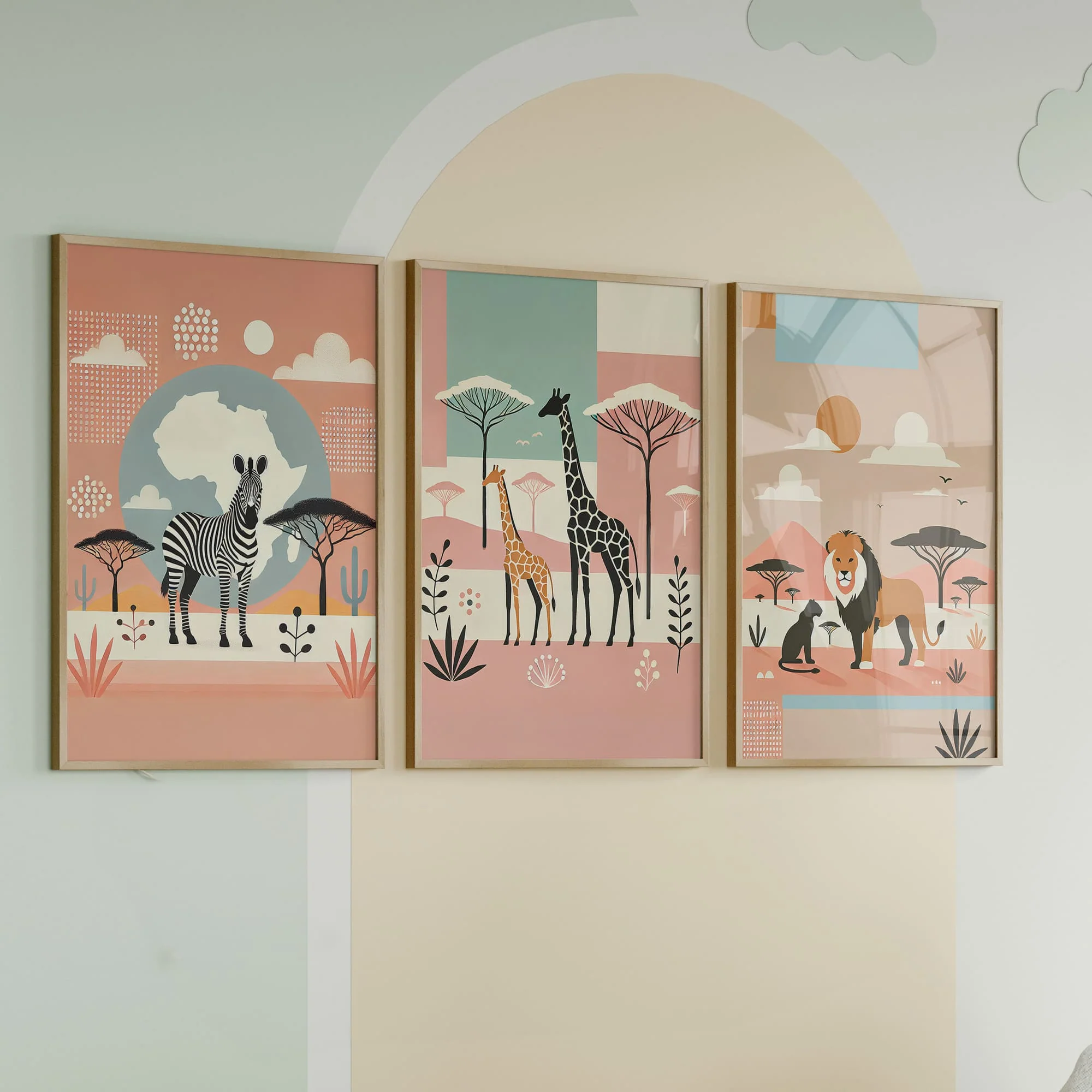Modern Boho Safari Prints Set of 3 | Children's Wall Art