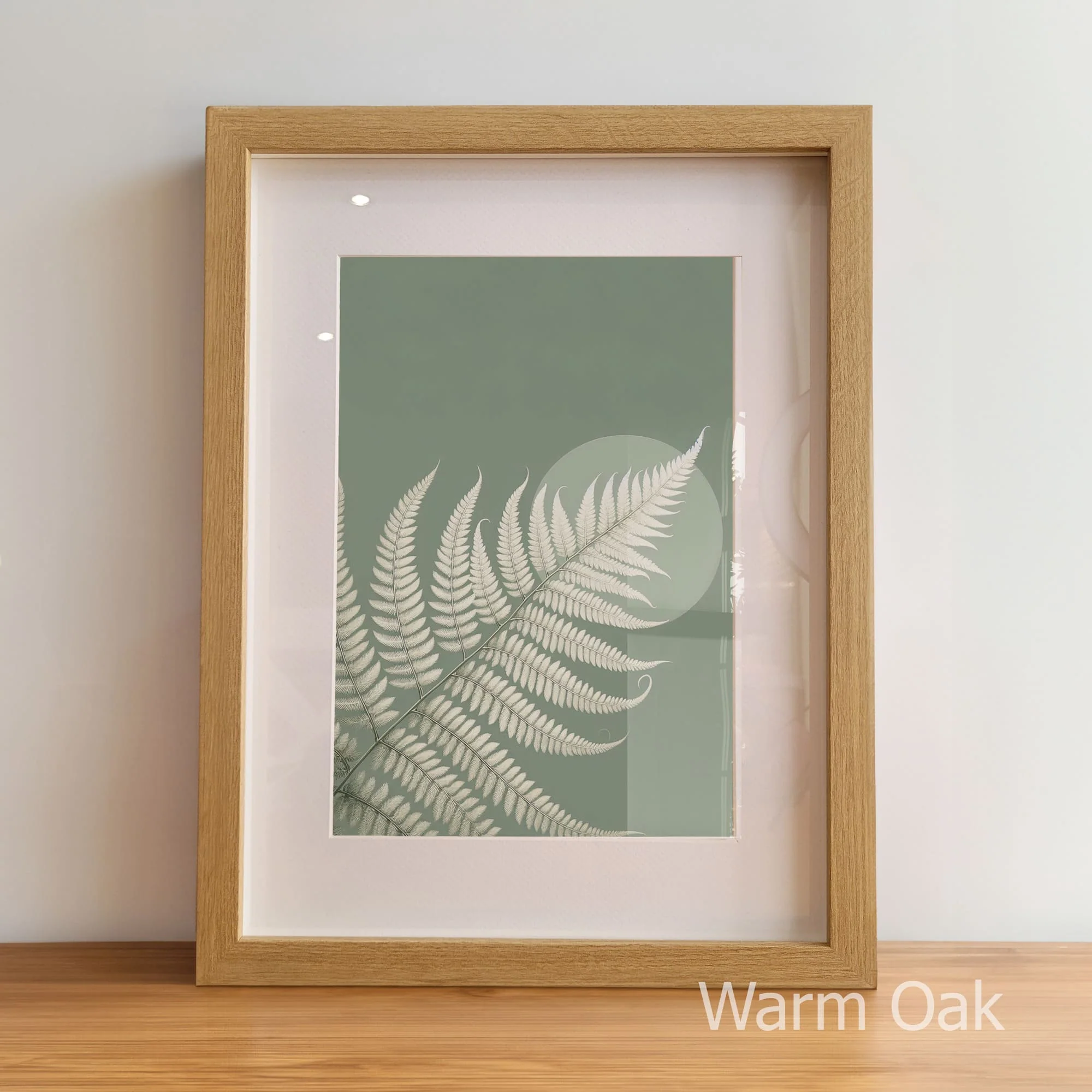 Modern Botanical Trio | Green & White Fern Prints with Abstract Circle - Image 5