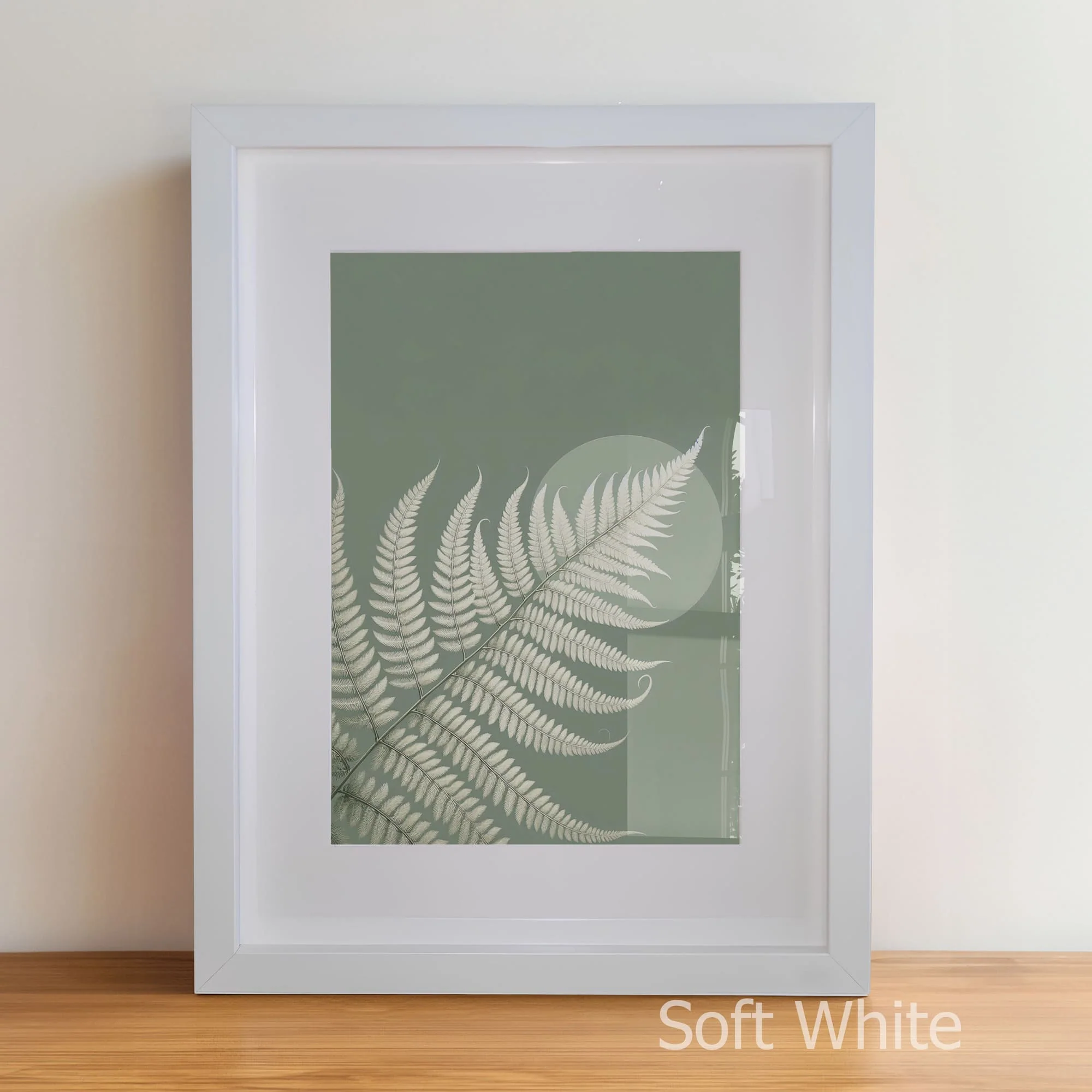 Modern Botanical Trio | Green & White Fern Prints with Abstract Circle - Image 7