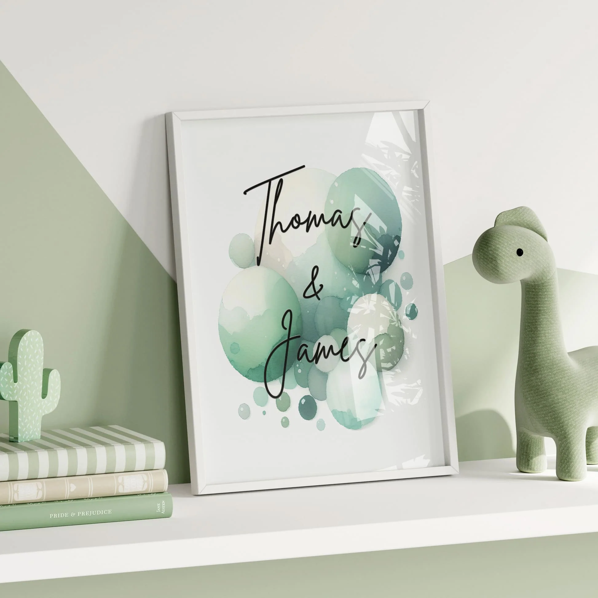 Playful Monkey Twins Art Set | Personalised Nursery Wall Art - Image 2