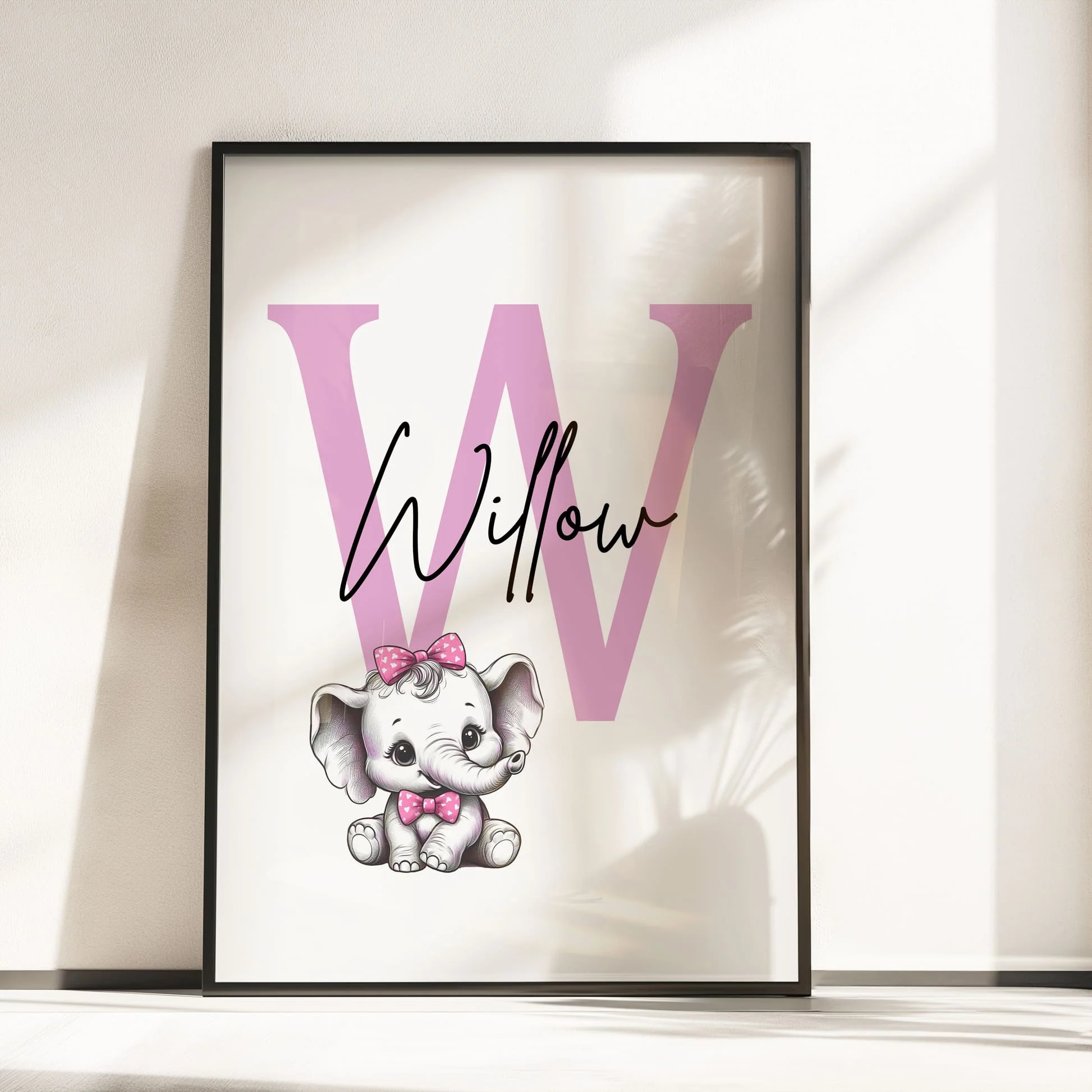 Monochrome Prints with Pink | Personalised Nursery Art Set of 3 - Image 4