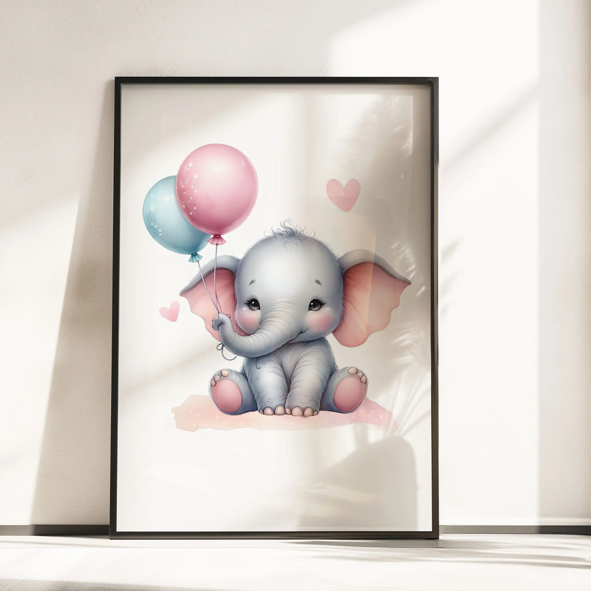 Baby Elephant Prints Set of 3 | Personalised Nursery Prints - Image 3