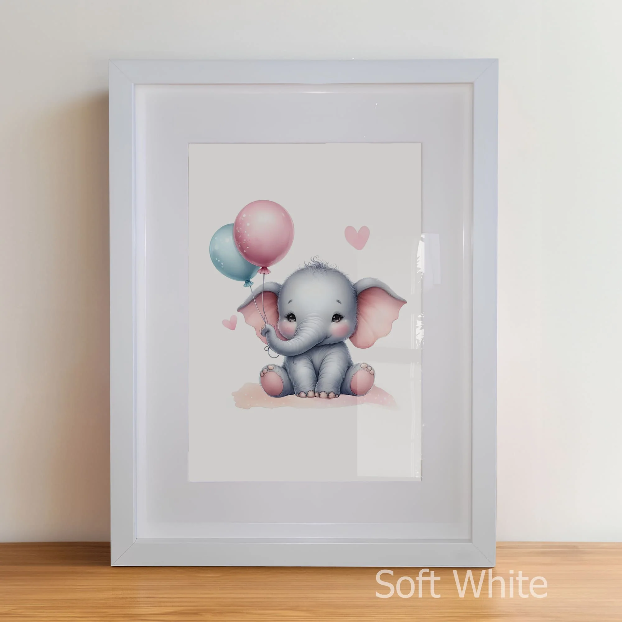 Baby Elephant Prints Set of 3 | Personalised Nursery Prints - Image 4