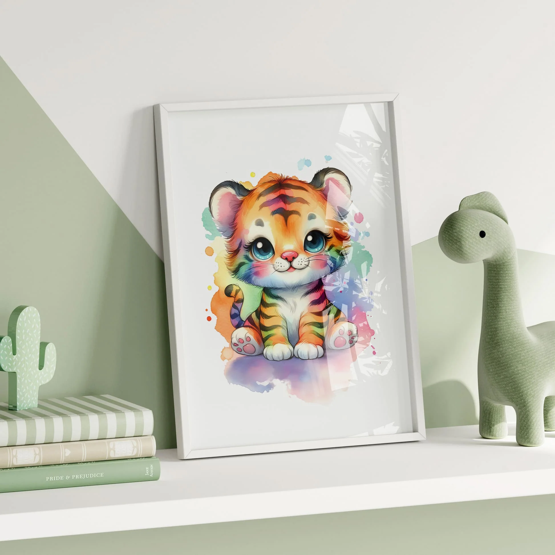 Colourful Lion & Tiger Cub Art Set | Nursery Wall Art - Image 3