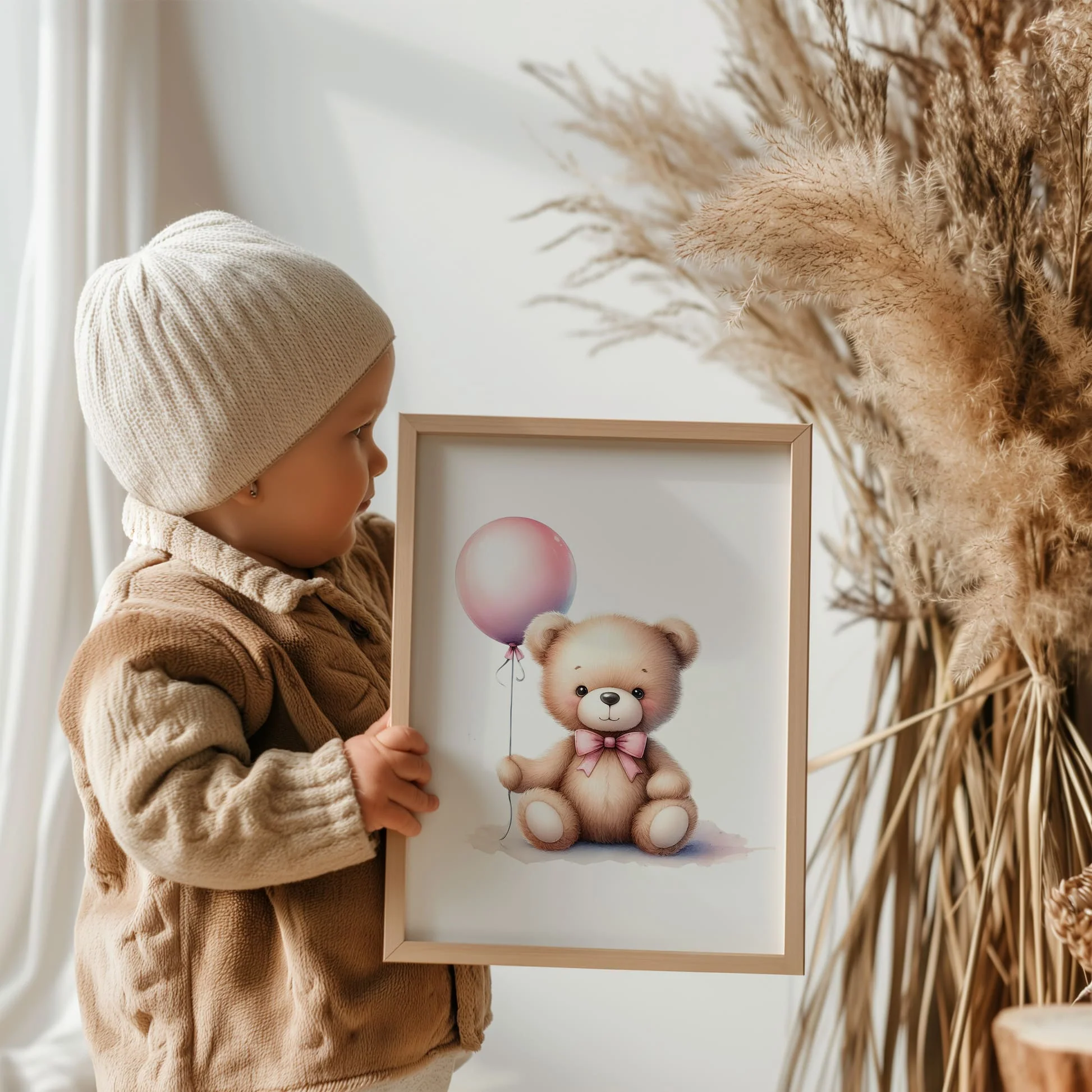 Teddy Bear Watercolour Art Set | Children's Wall Art Set of 3 - Image 3