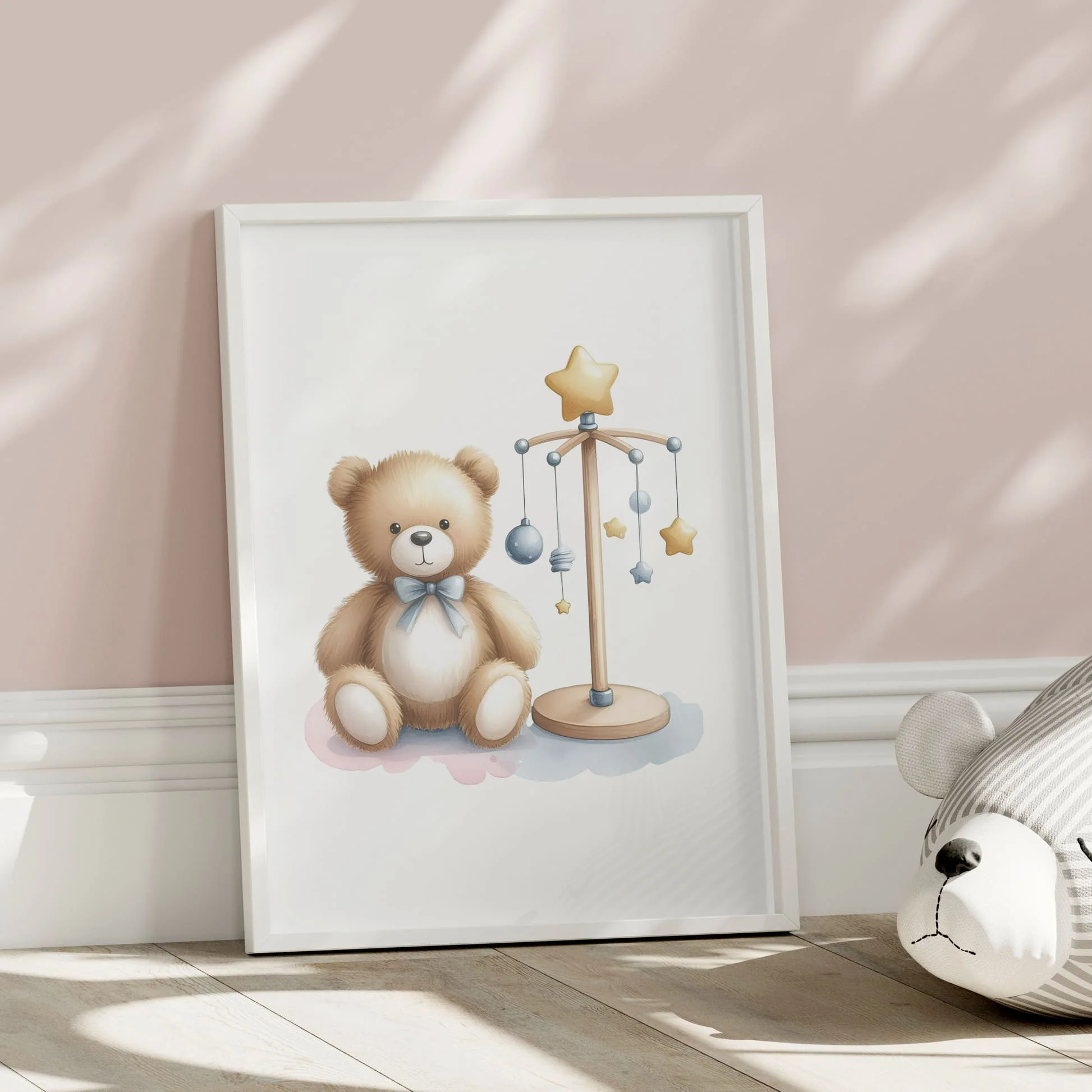 Teddy Bear Watercolour Art Set | Children's Wall Art Set of 3 - Image 4