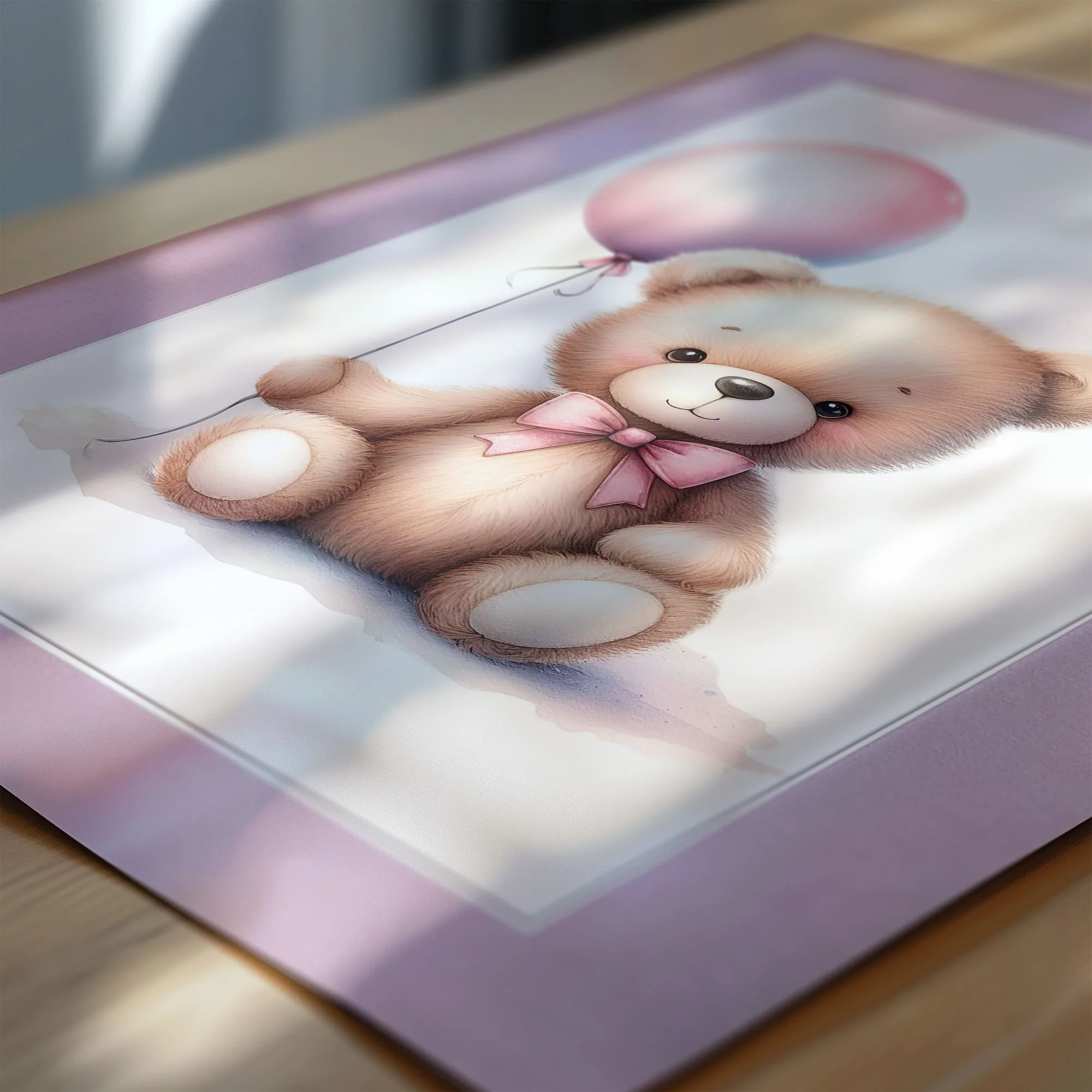 Teddy Bear Watercolour Art Set | Children's Wall Art Set of 3 - Image 8