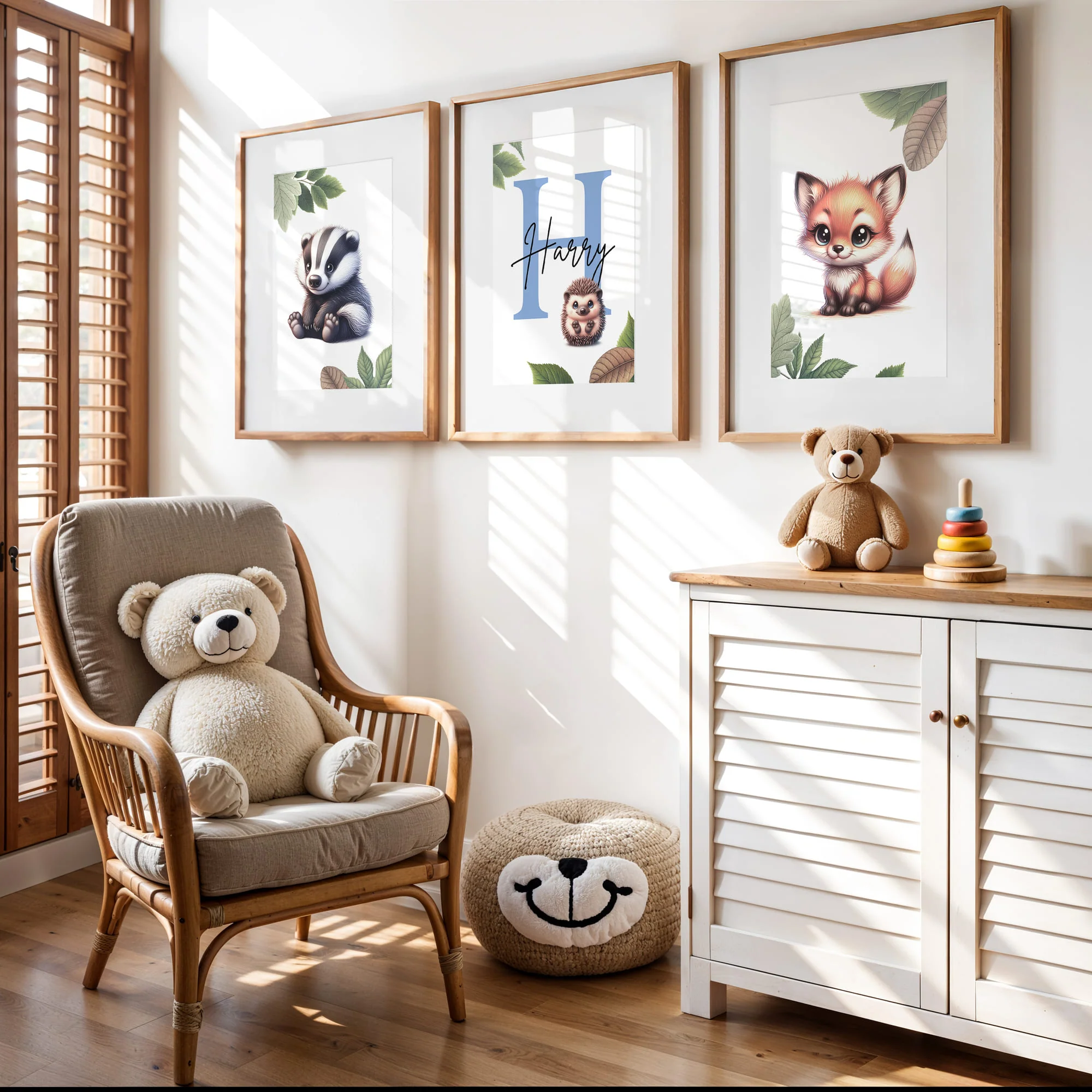 Woodland Animal Art Set | Personalised Nursery Prints Set of 3 - Image 2