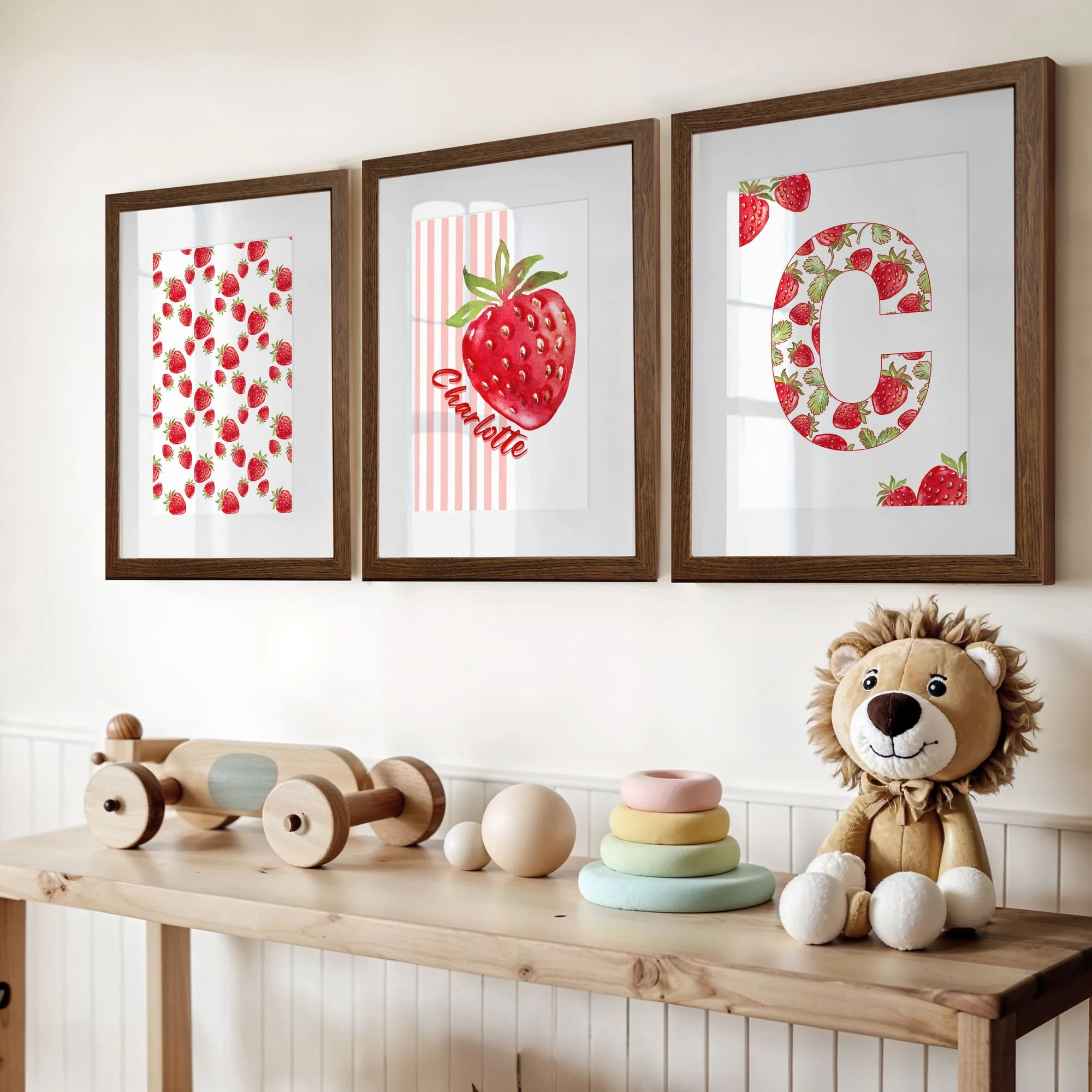 Sweet Strawberry Nursery Print Set | Set of 3 Nursery Wall Art - Image 2