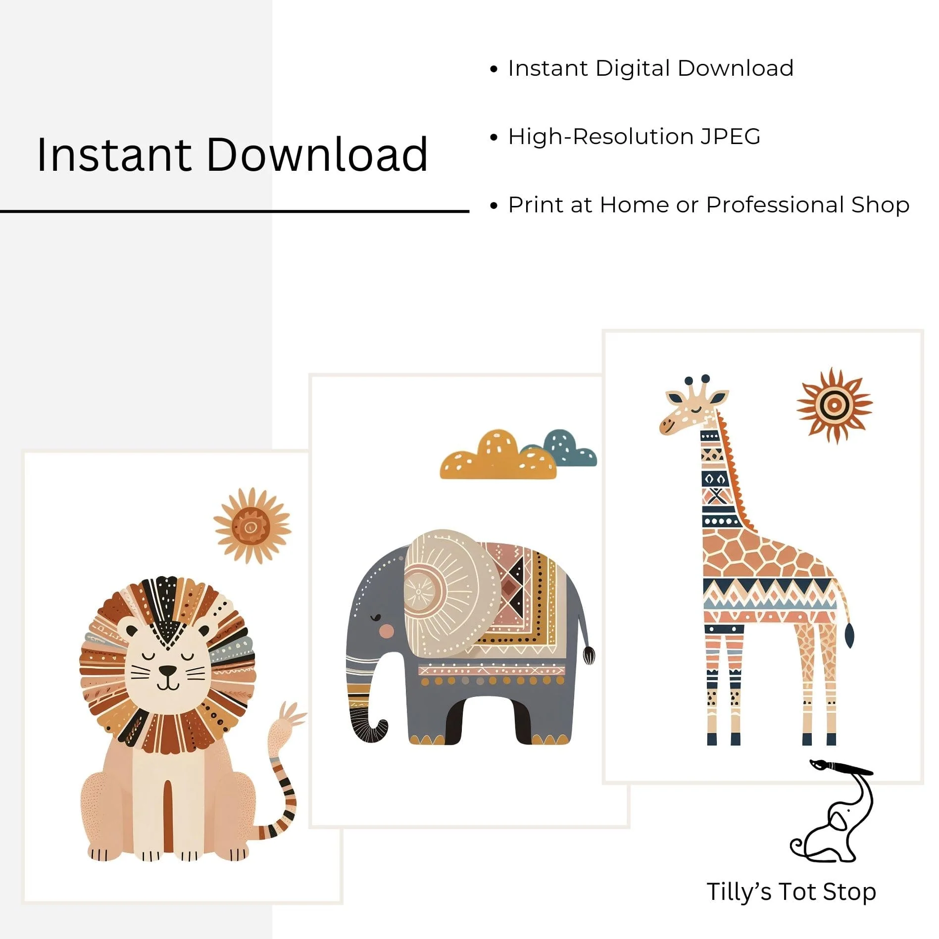 Printable Boho Safari Nursery Wall Art - Instant Download - Image 3