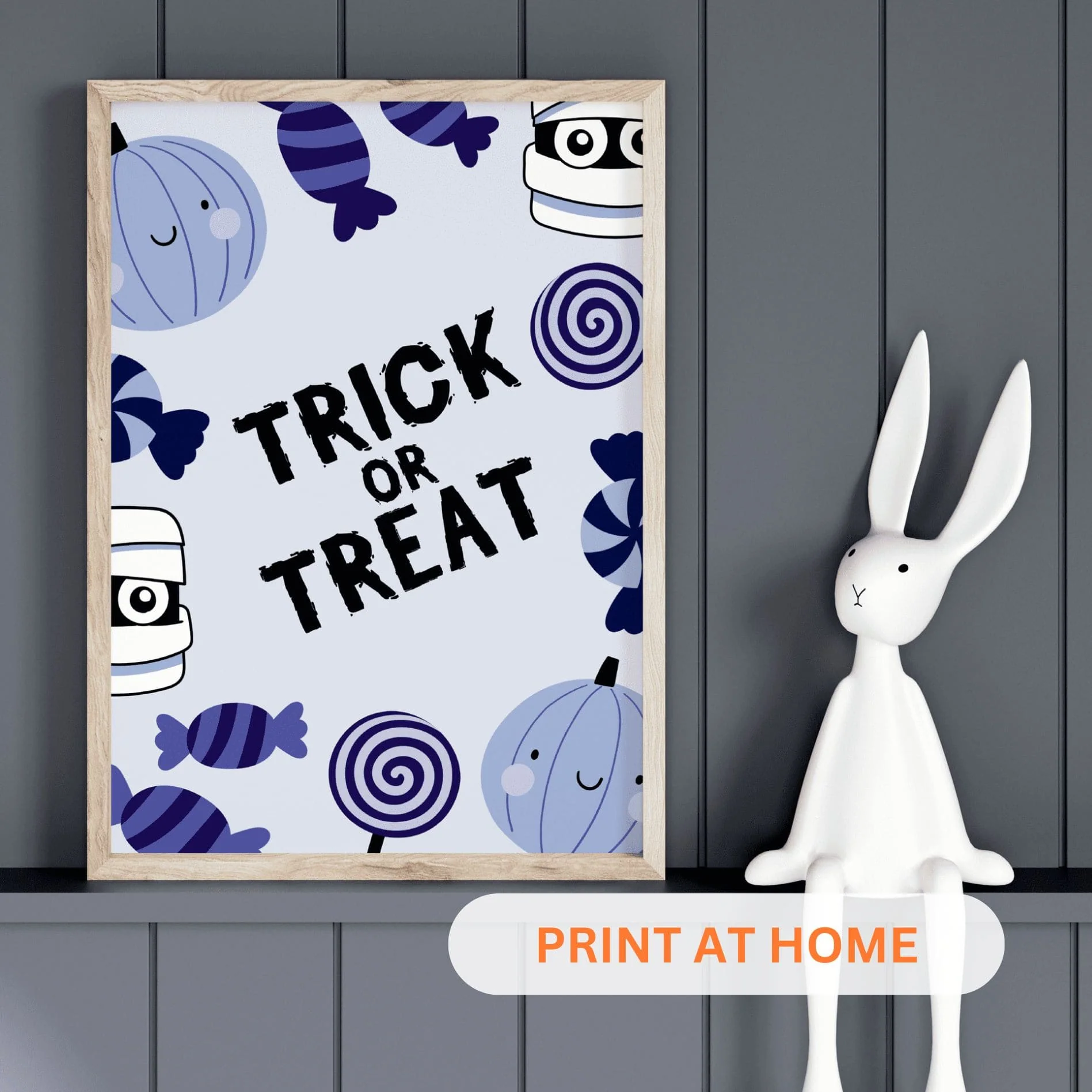 Printable Halloween Children's Decor - Set of 8 Prints in Blue - Image 3