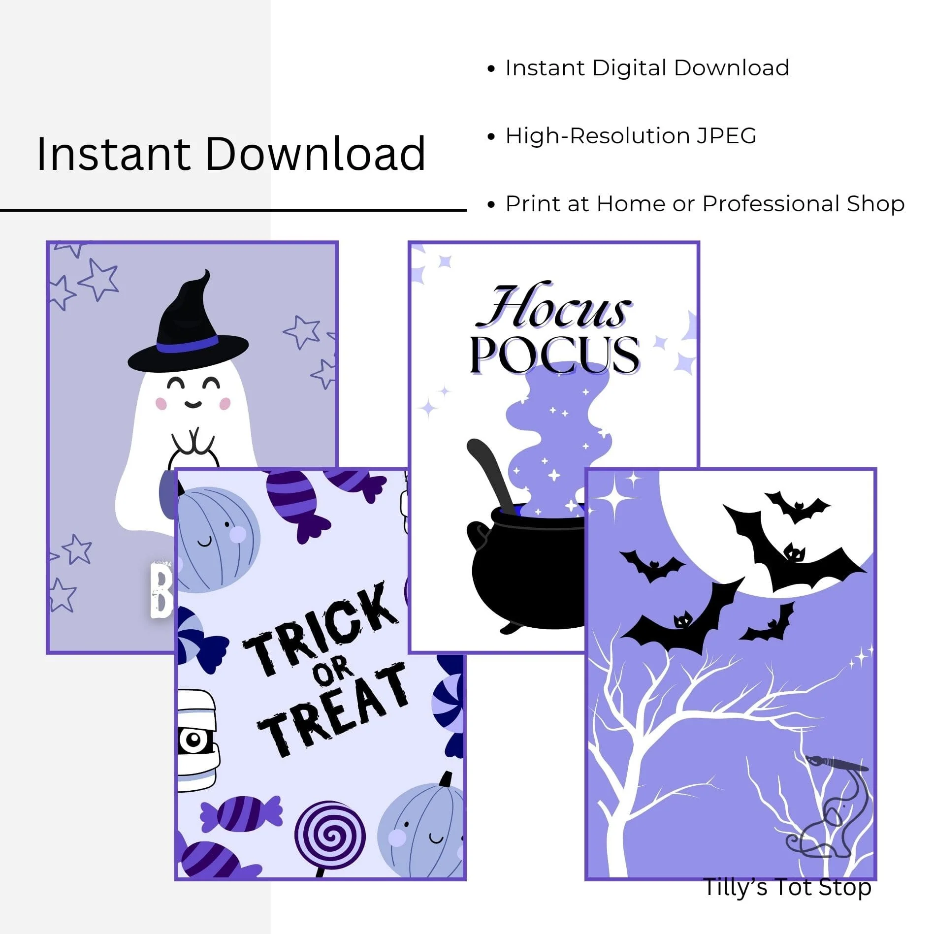 Printable Halloween Children's Decor - Set of 8 Prints in Blue - Image 5