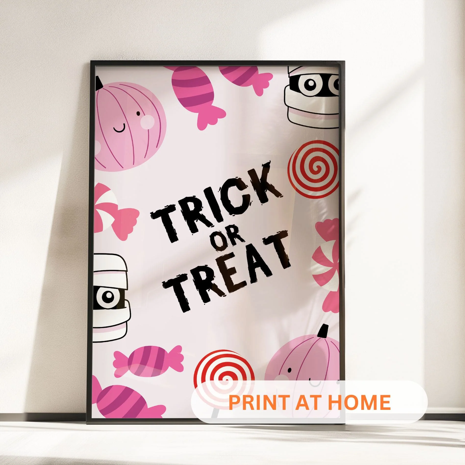 Printable Halloween Children's Decor - Set of 8 Prints in Pink - Image 4