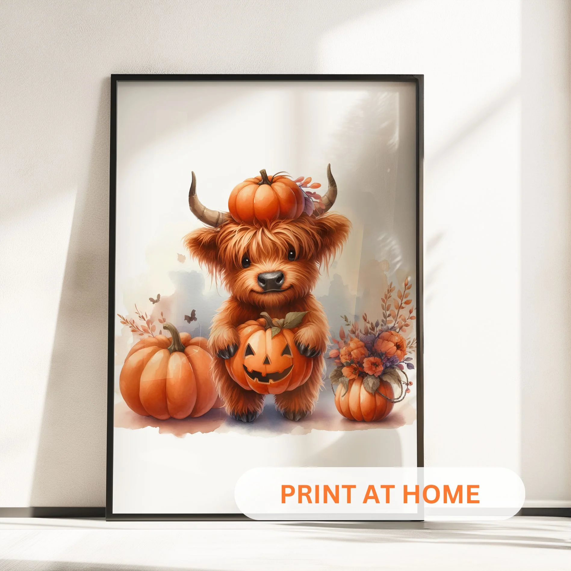 Printable Highland Cow Halloween Wall Art - Set of 3 Digital Prints - Image 4