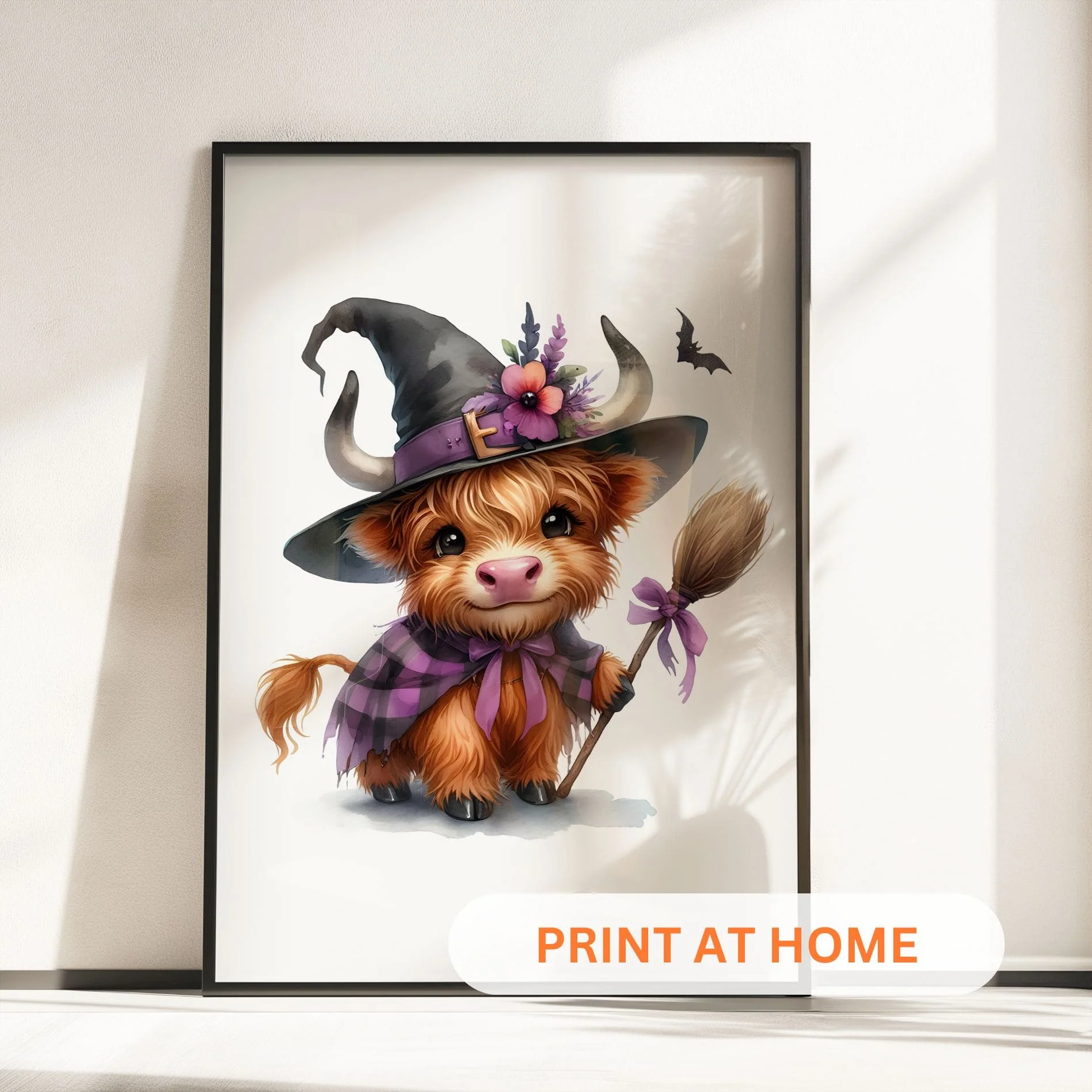 Printable Highland Cow Witch Halloween Wall Art - Set of 3 Digital Prints - Image 4
