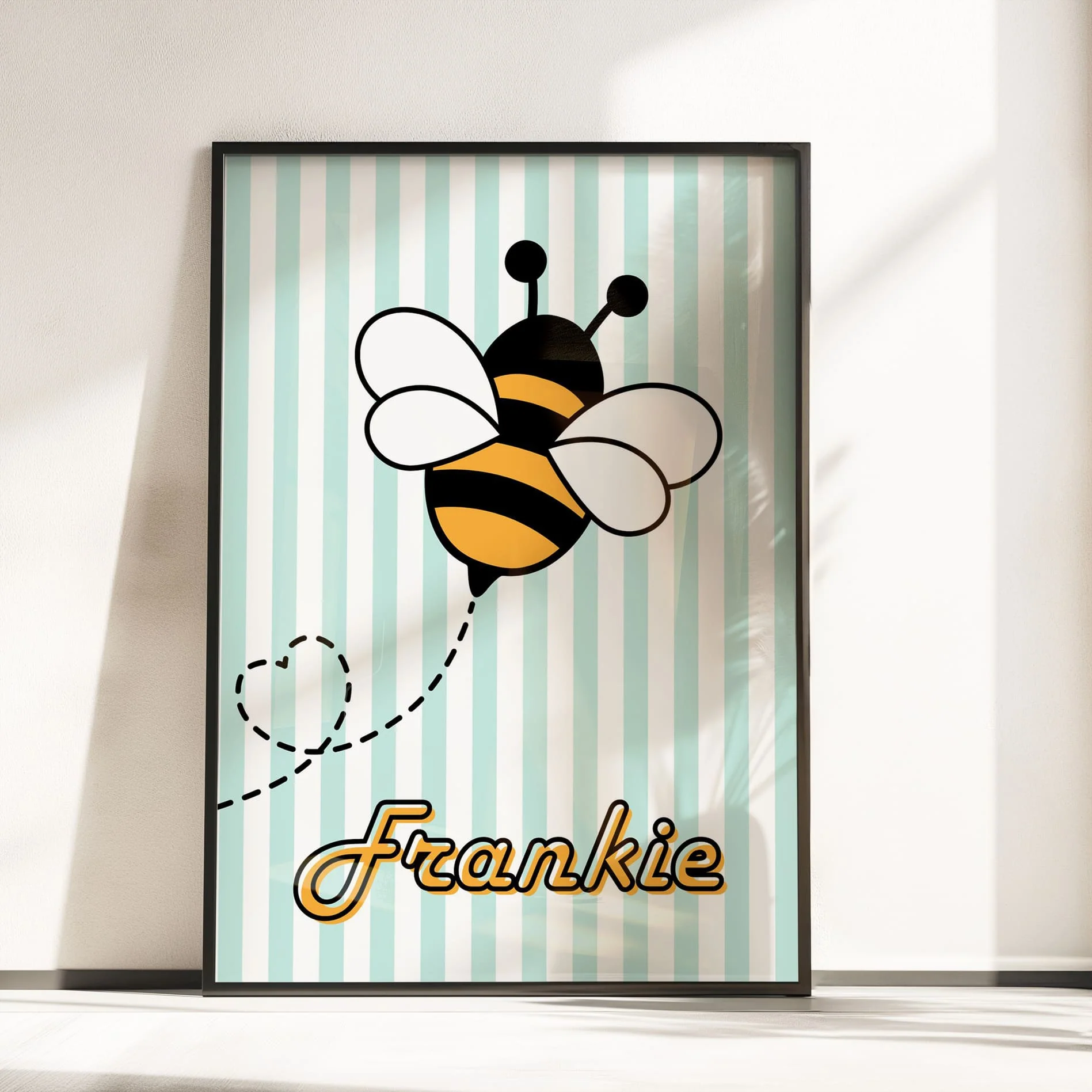 Retro Bumble Bee Nursery Wall Art | Set of 3 Personalised Name Prints - Image 4