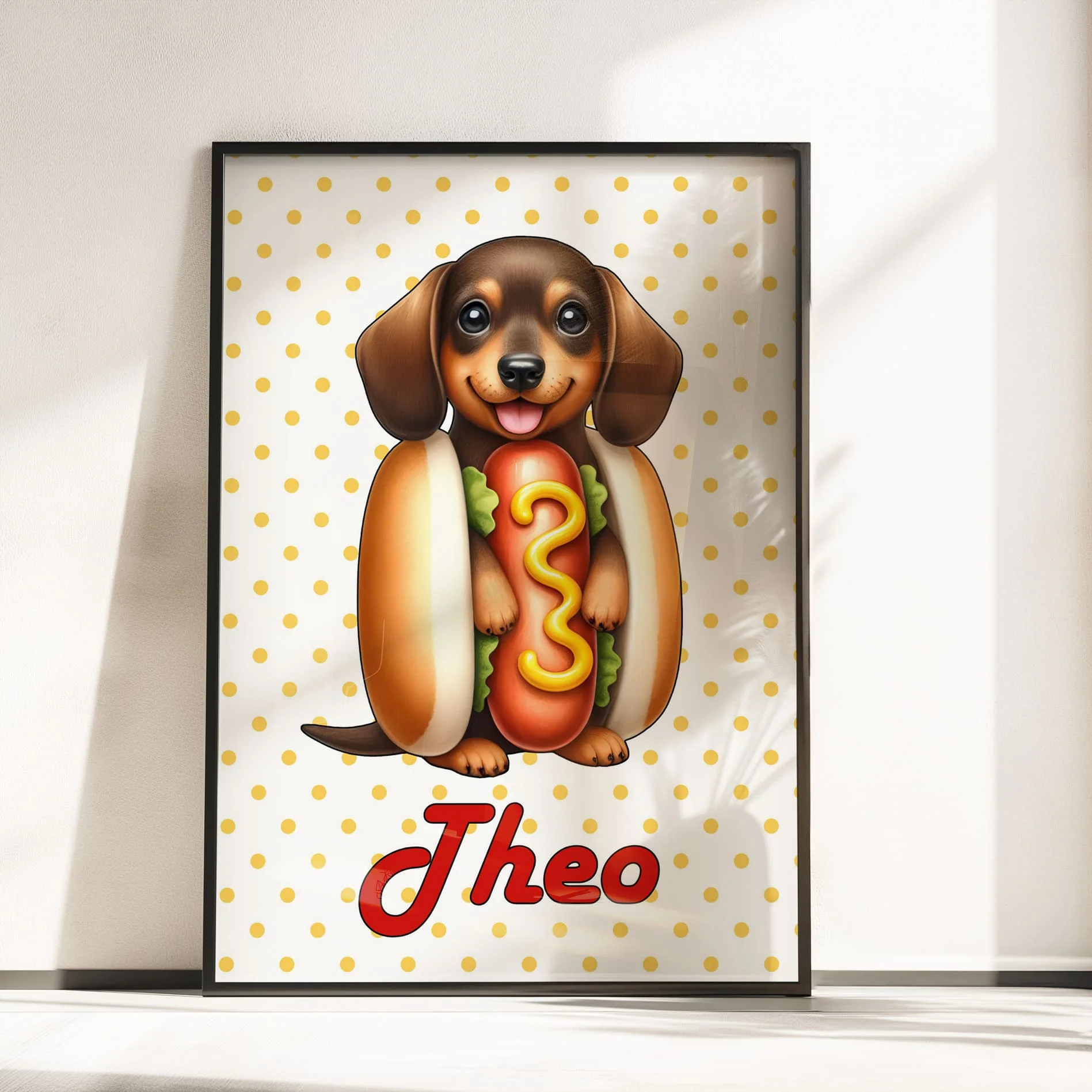 Retro Dachshund Nursery Wall Art | Set of 3 Personalised “Hot Dog Days” Prints - Image 4