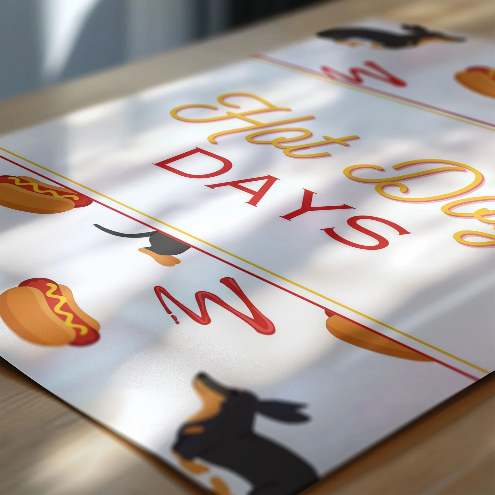 Retro Dachshund Nursery Wall Art | Set of 3 Personalised “Hot Dog Days” Prints - Image 6