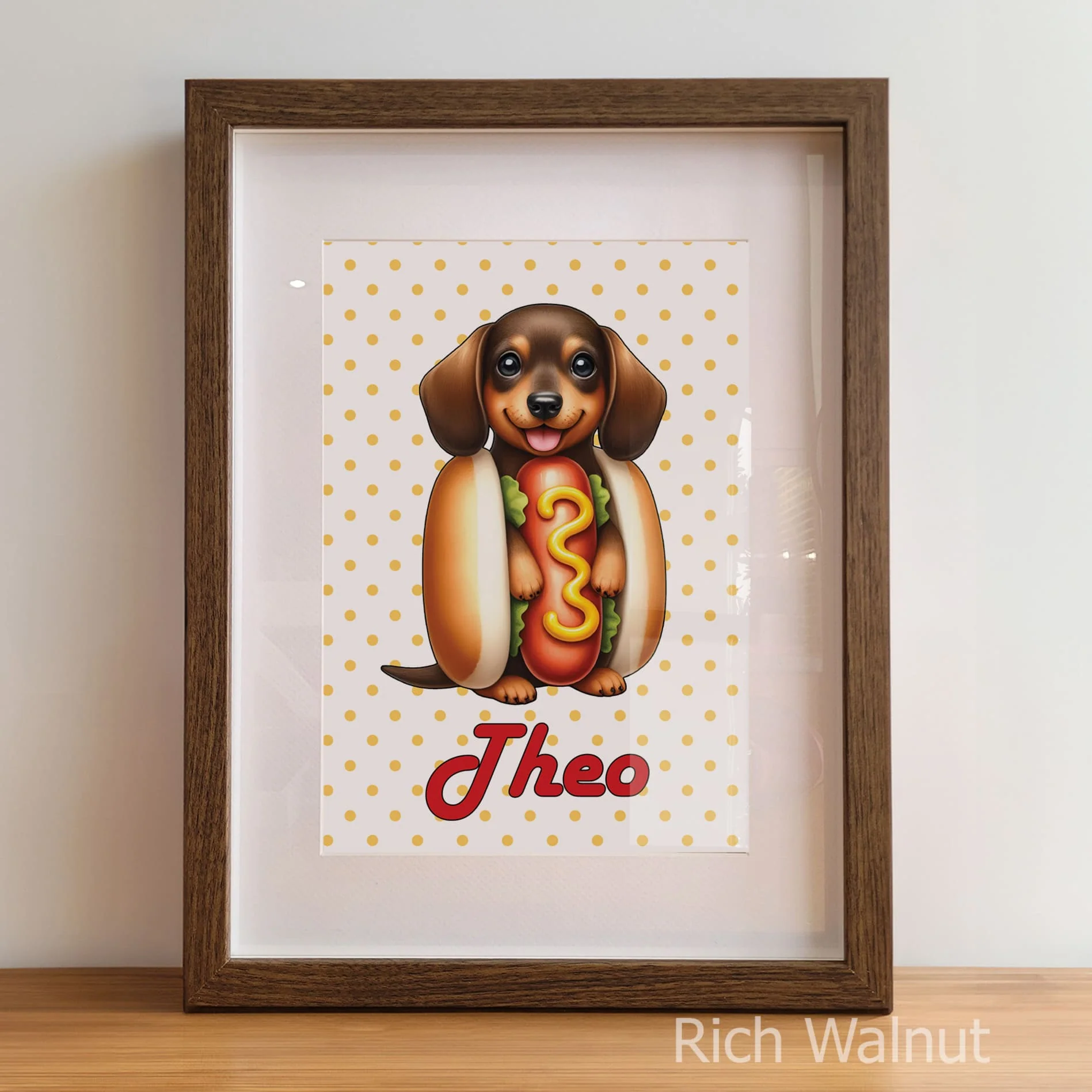 Retro Dachshund Nursery Wall Art | Set of 3 Personalised “Hot Dog Days” Prints - Image 8
