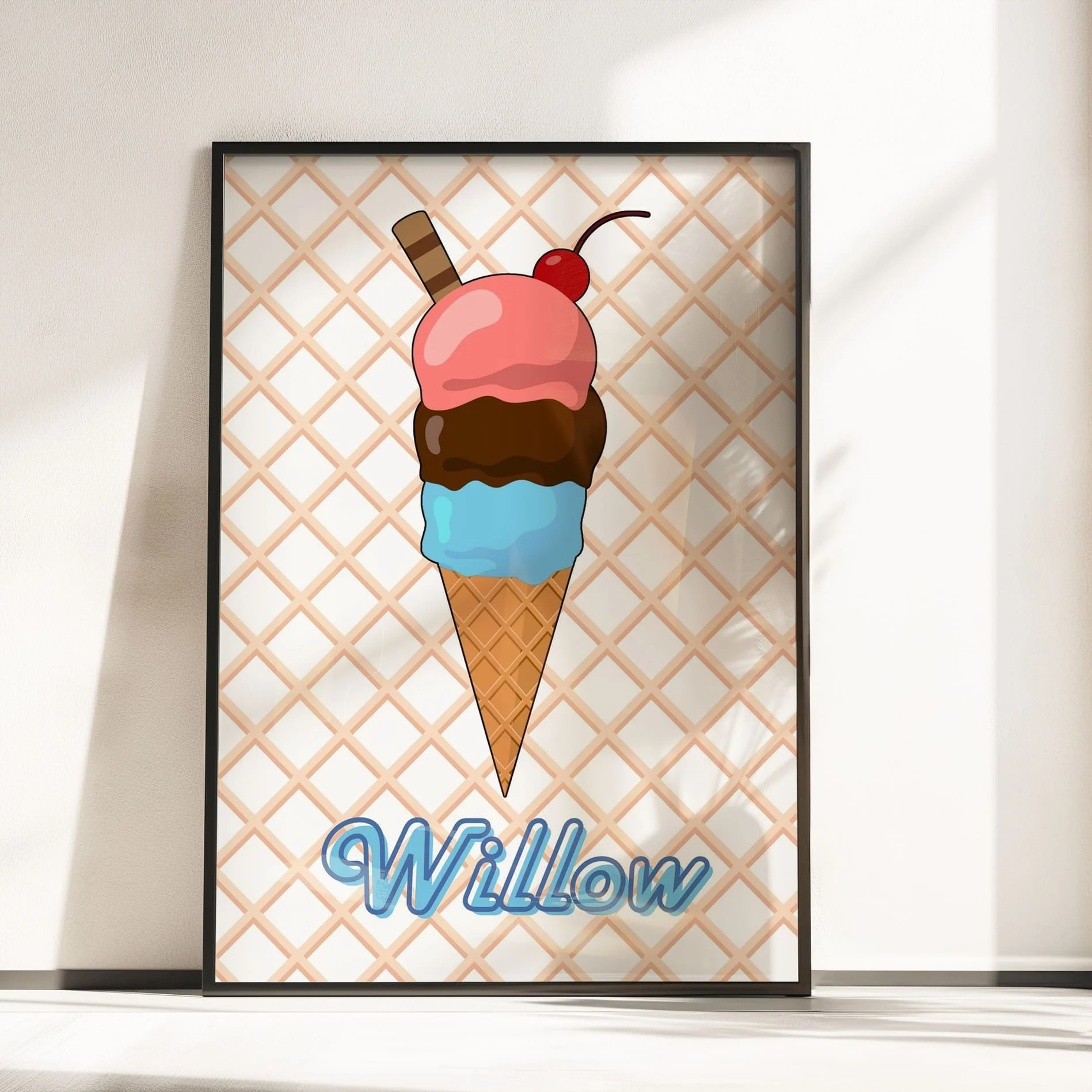Retro Ice Cream Nursery Wall Art | Set of 3 Personalised Prints - Image 4