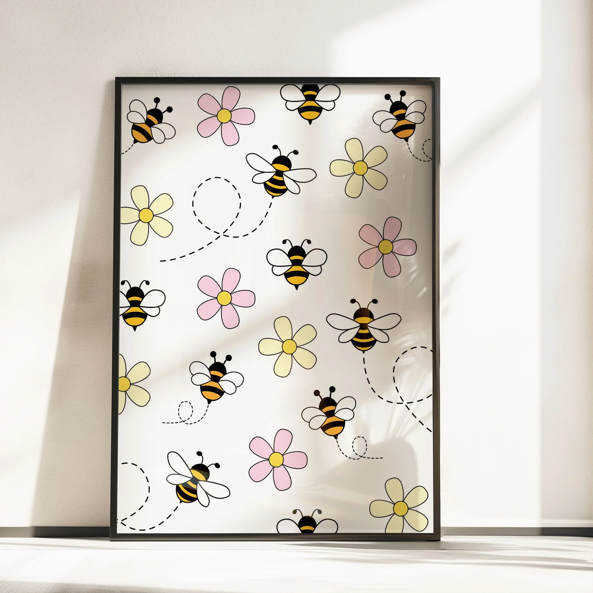 Retro Pink Bumble Bee Nursery Wall Art | Set of 3 Personalised Prints - Image 5
