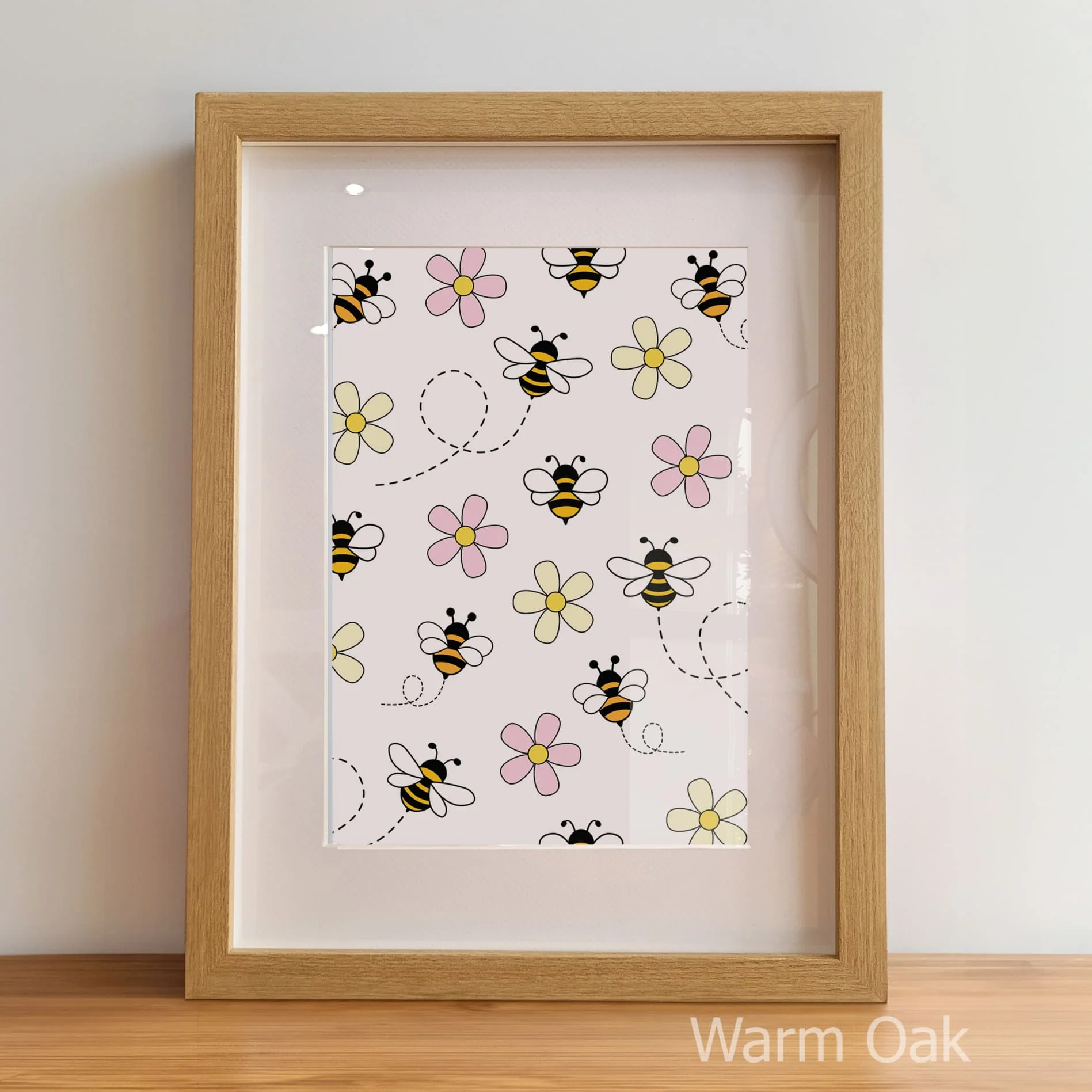 Retro Pink Bumble Bee Nursery Wall Art | Set of 3 Personalised Prints - Image 7