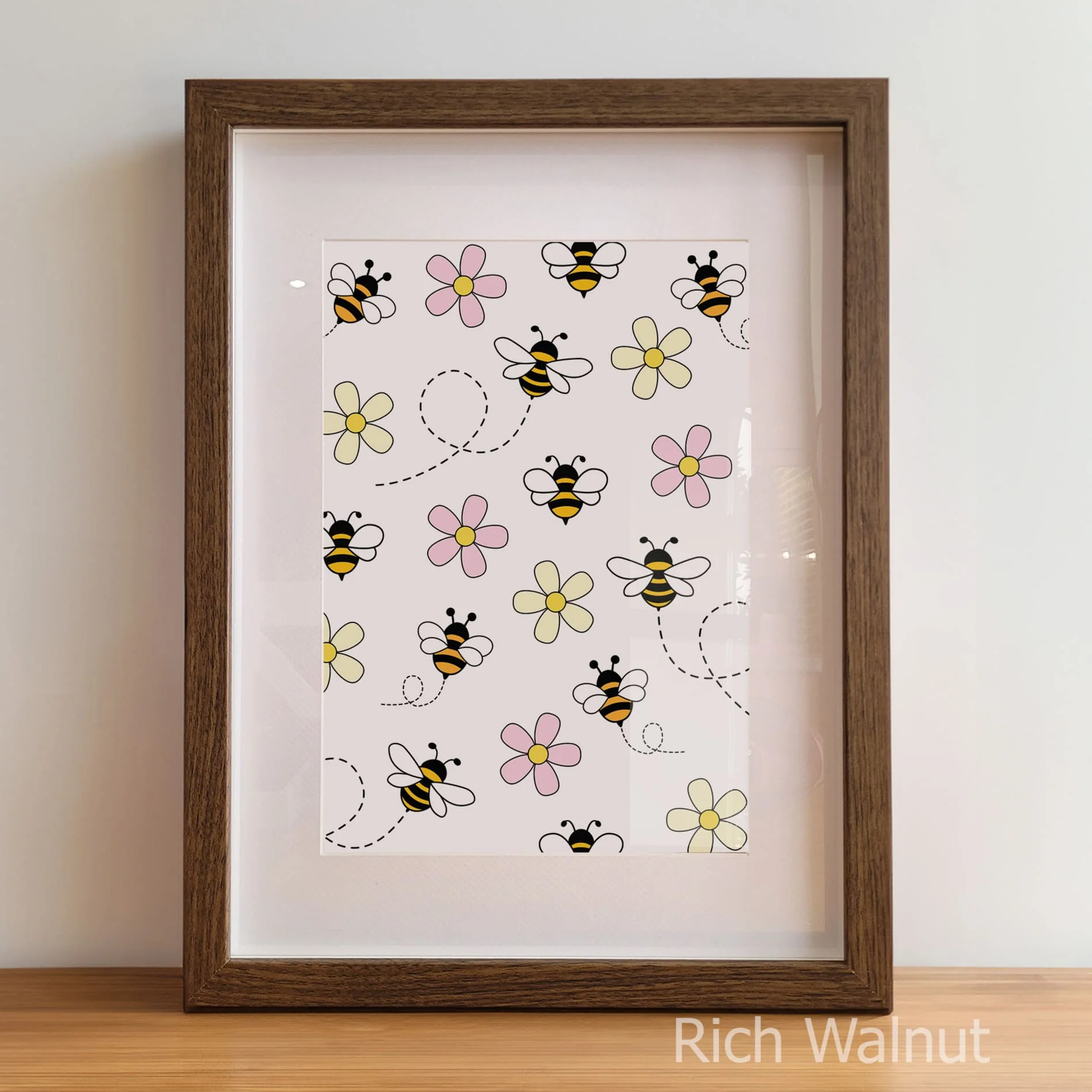 Retro Pink Bumble Bee Nursery Wall Art | Set of 3 Personalised Prints - Image 8