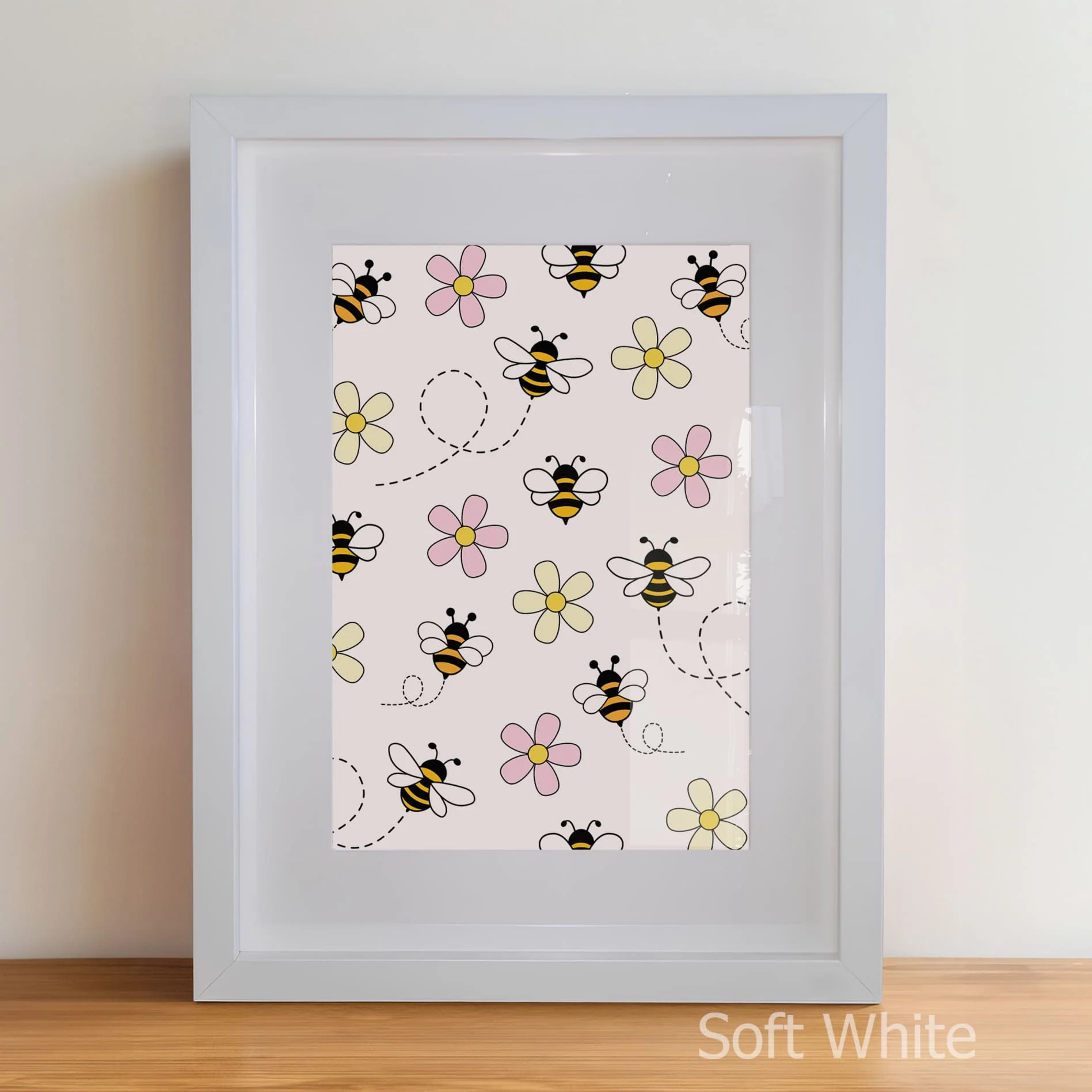 Retro Pink Bumble Bee Nursery Wall Art | Set of 3 Personalised Prints - Image 9
