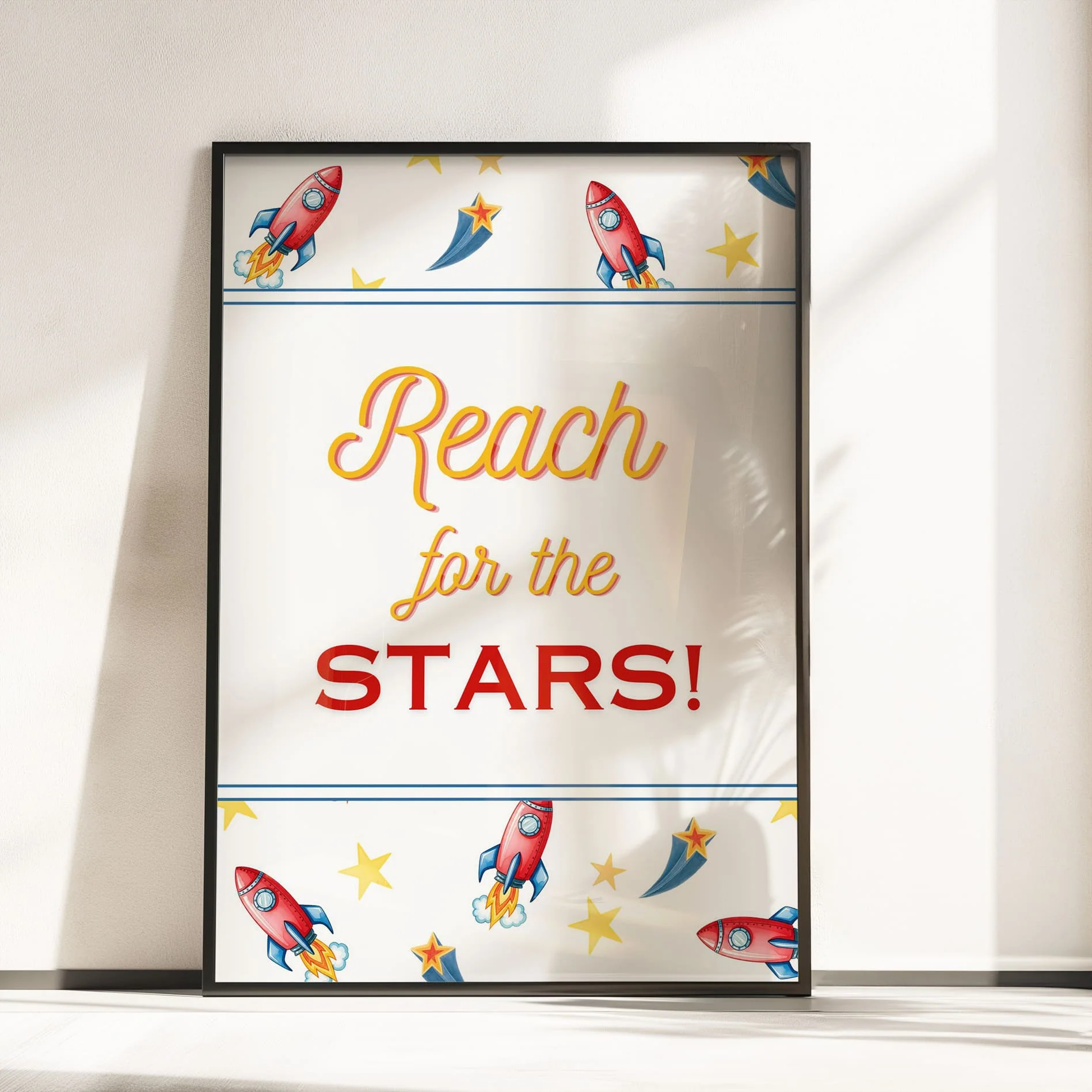 Retro Rocket Ship Nursery Wall Art | Set of 3 Personalised Space Prints - Image 3