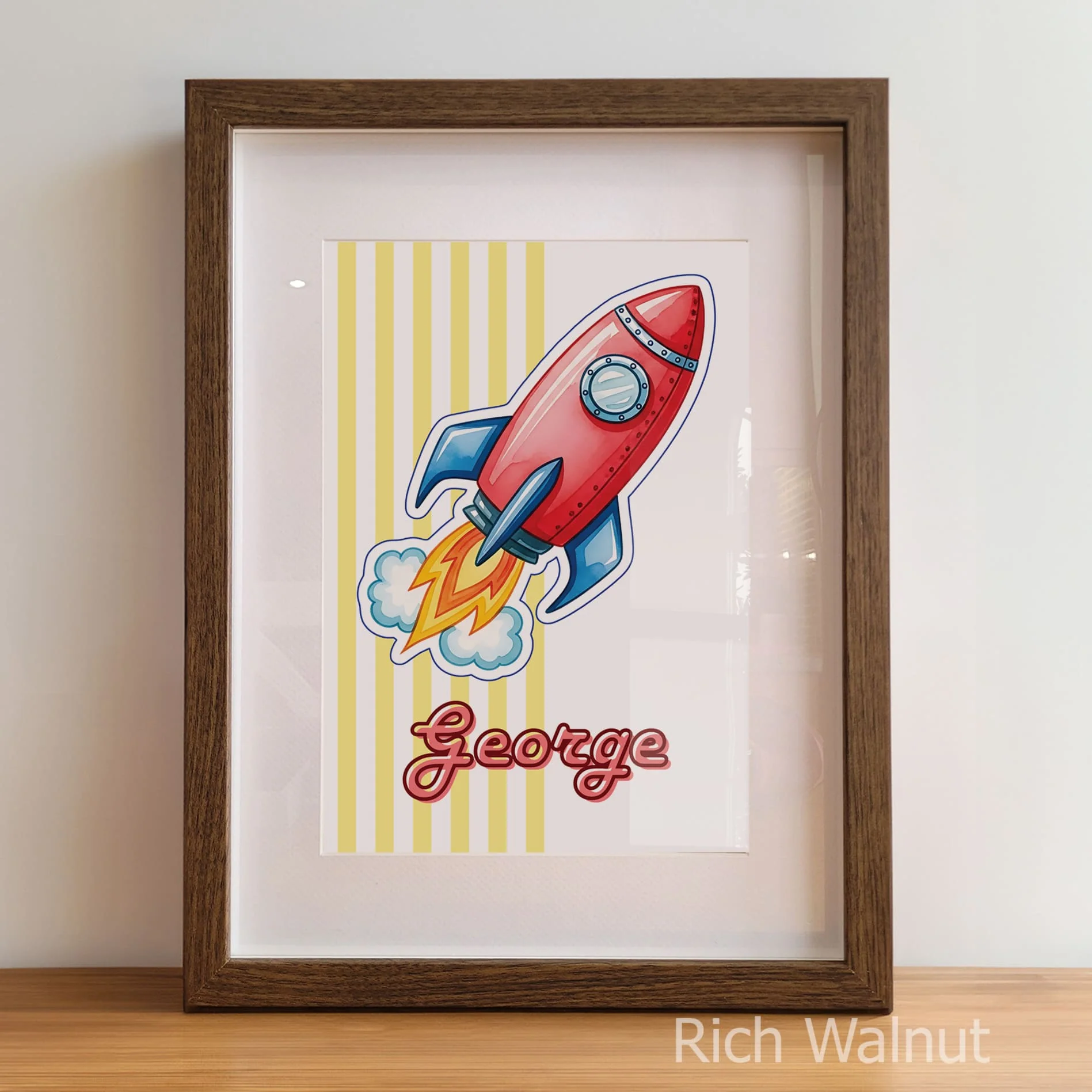 Retro Rocket Ship Nursery Wall Art | Set of 3 Personalised Space Prints - Image 6