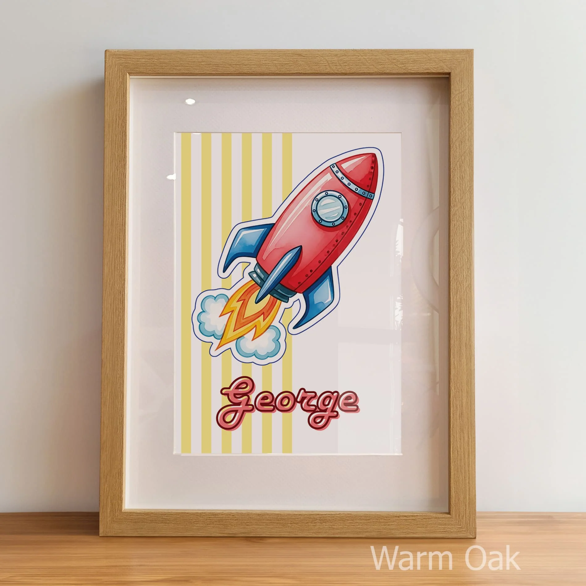 Retro Rocket Ship Nursery Wall Art | Set of 3 Personalised Space Prints - Image 7