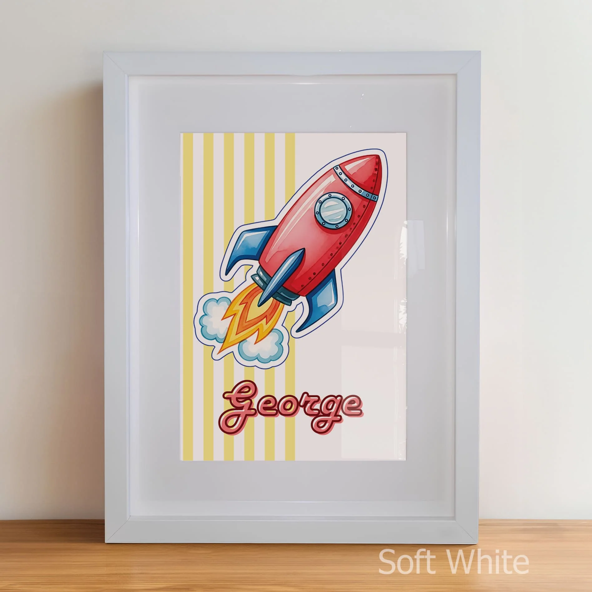 Retro Rocket Ship Nursery Wall Art | Set of 3 Personalised Space Prints - Image 8